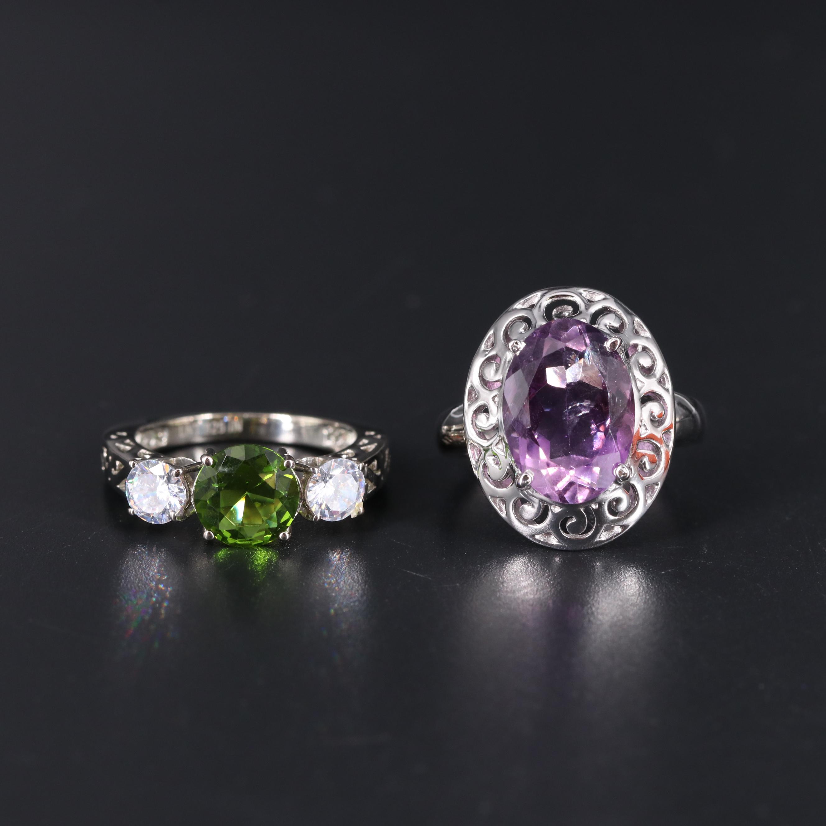 Sterling Silver Ring Duo Including Gemstones