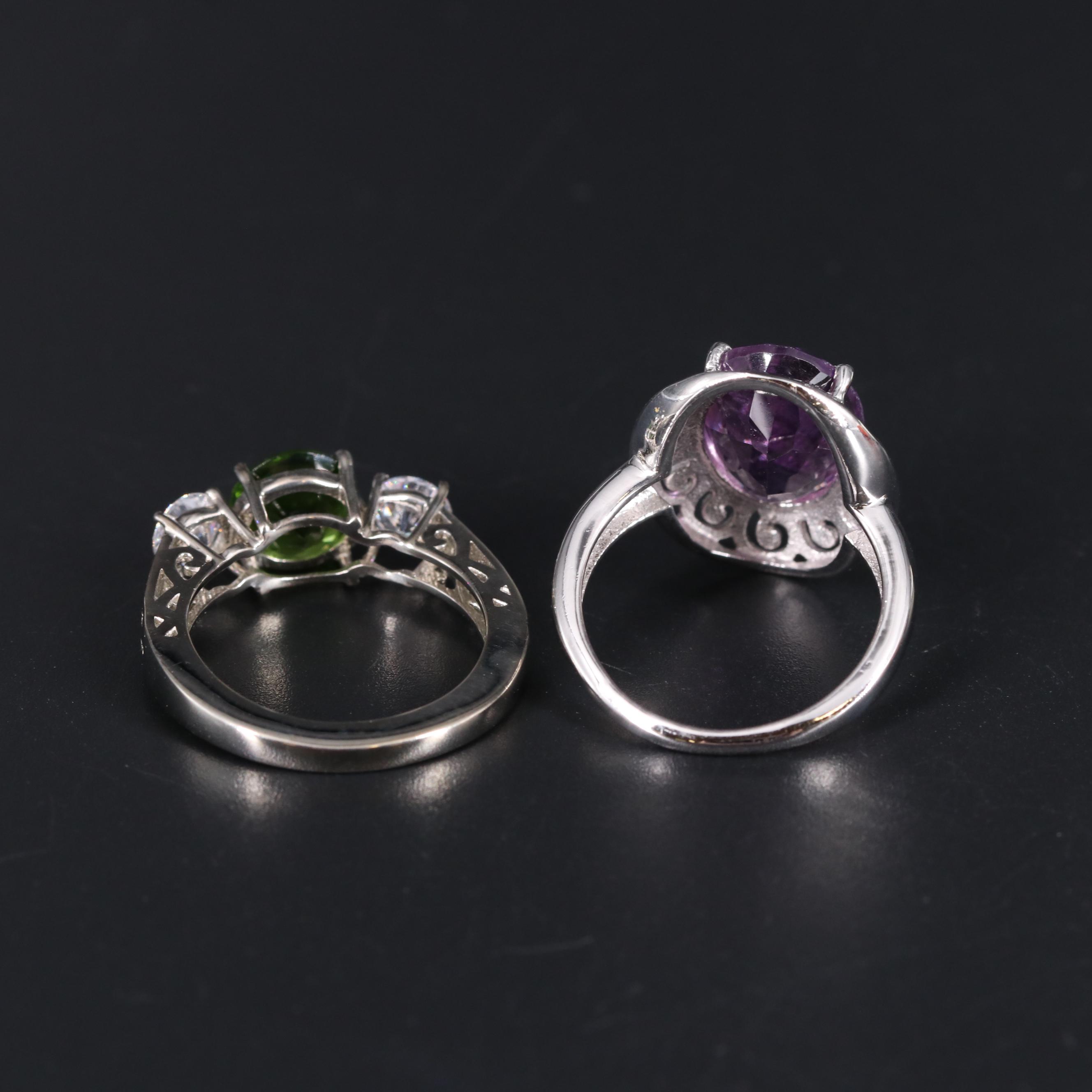 Sterling Silver Ring Duo Including Gemstones