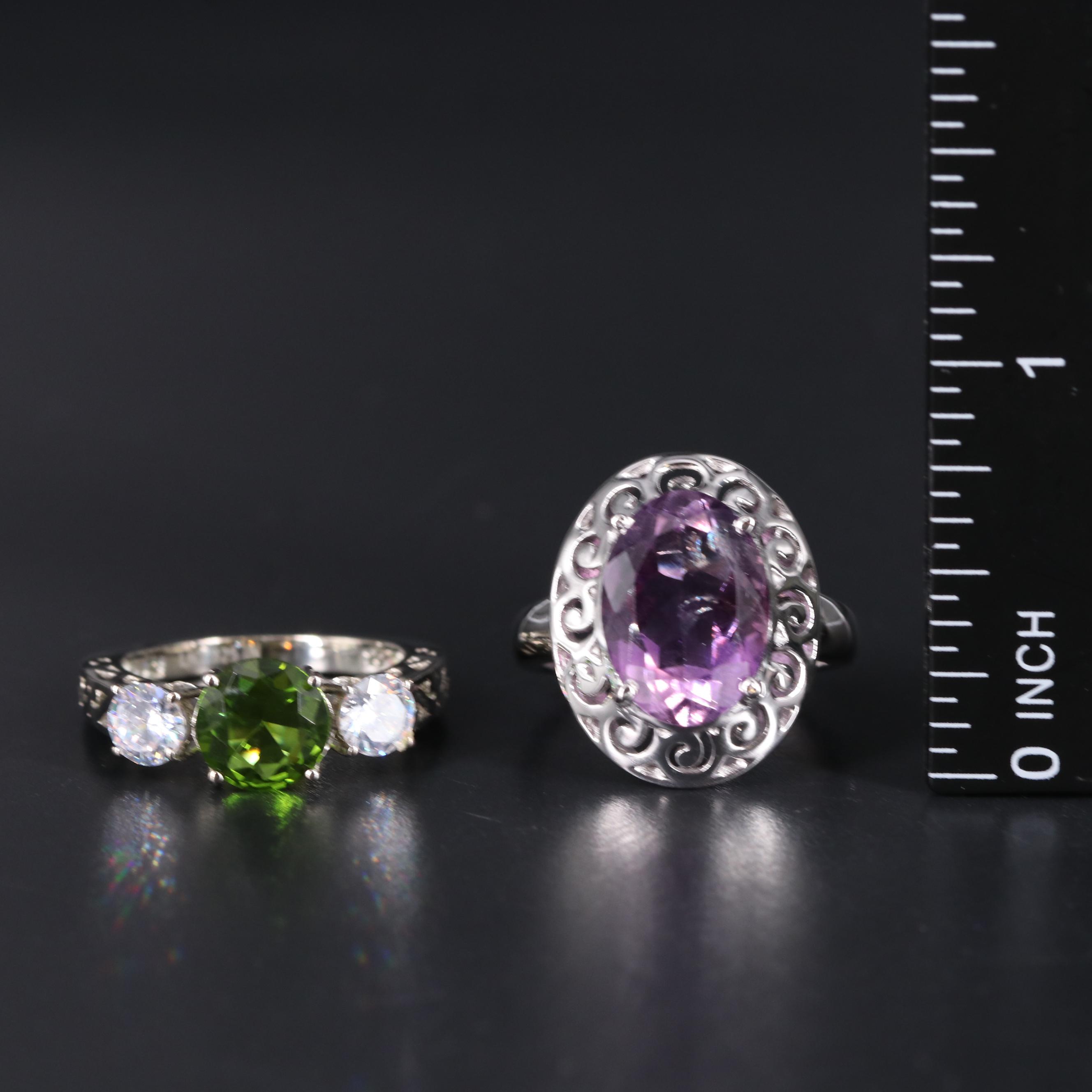 Sterling Silver Ring Duo Including Gemstones