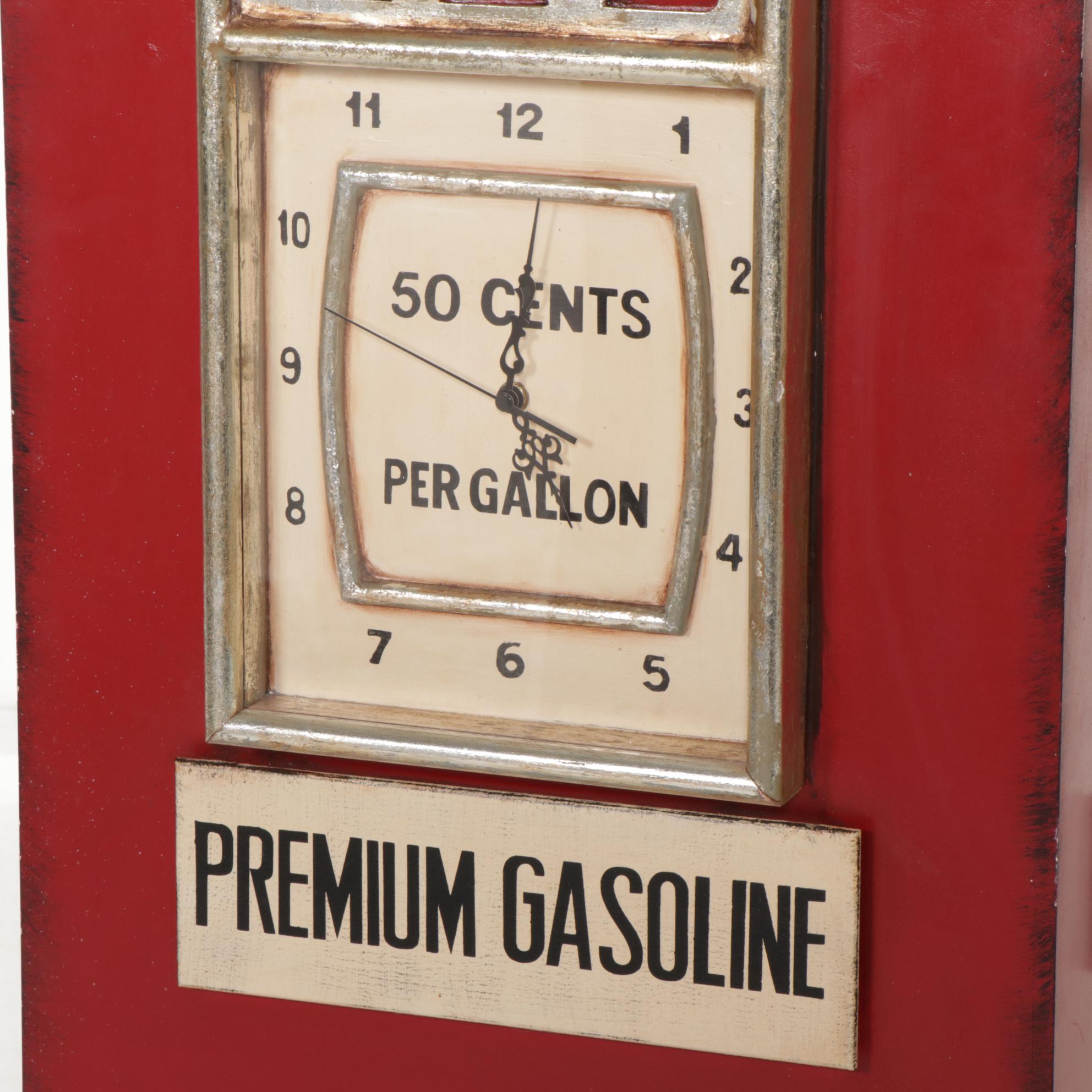 Light-Up Gas Pump Wood Clock Cabinet