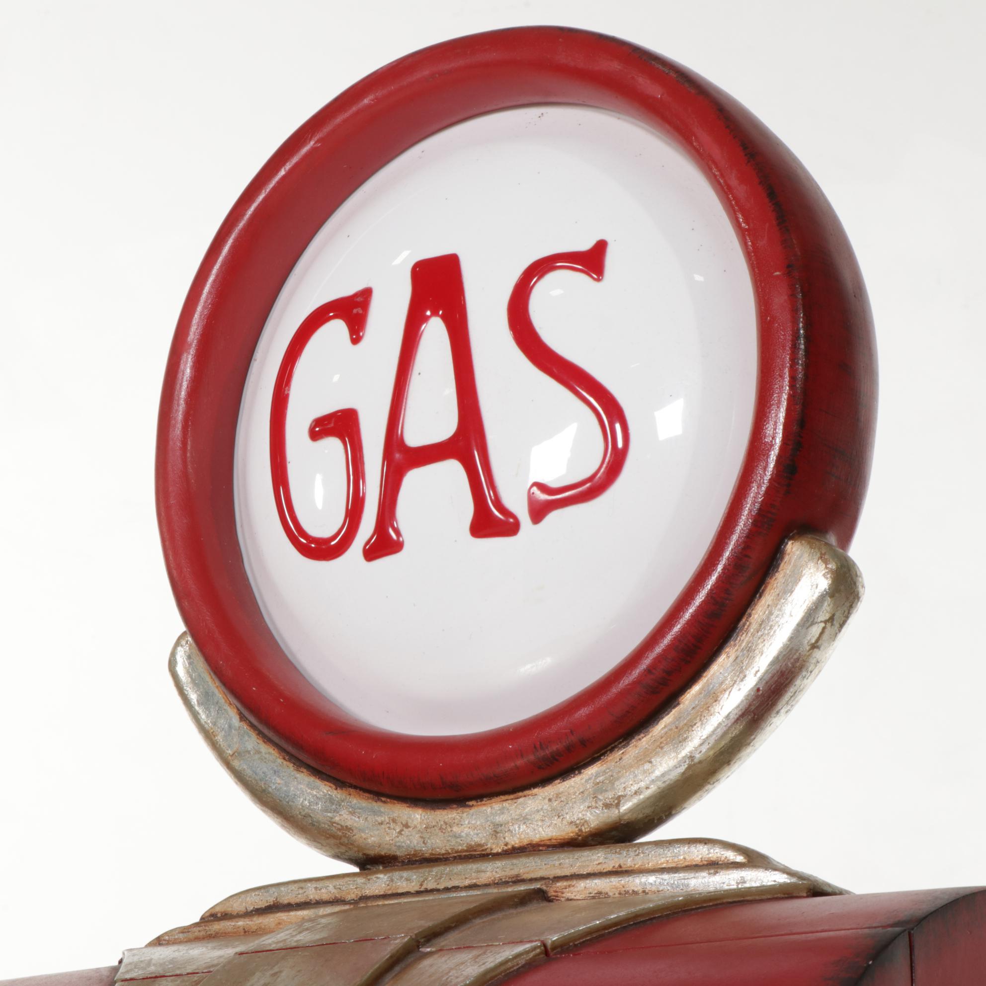 Light-Up Gas Pump Wood Clock Cabinet