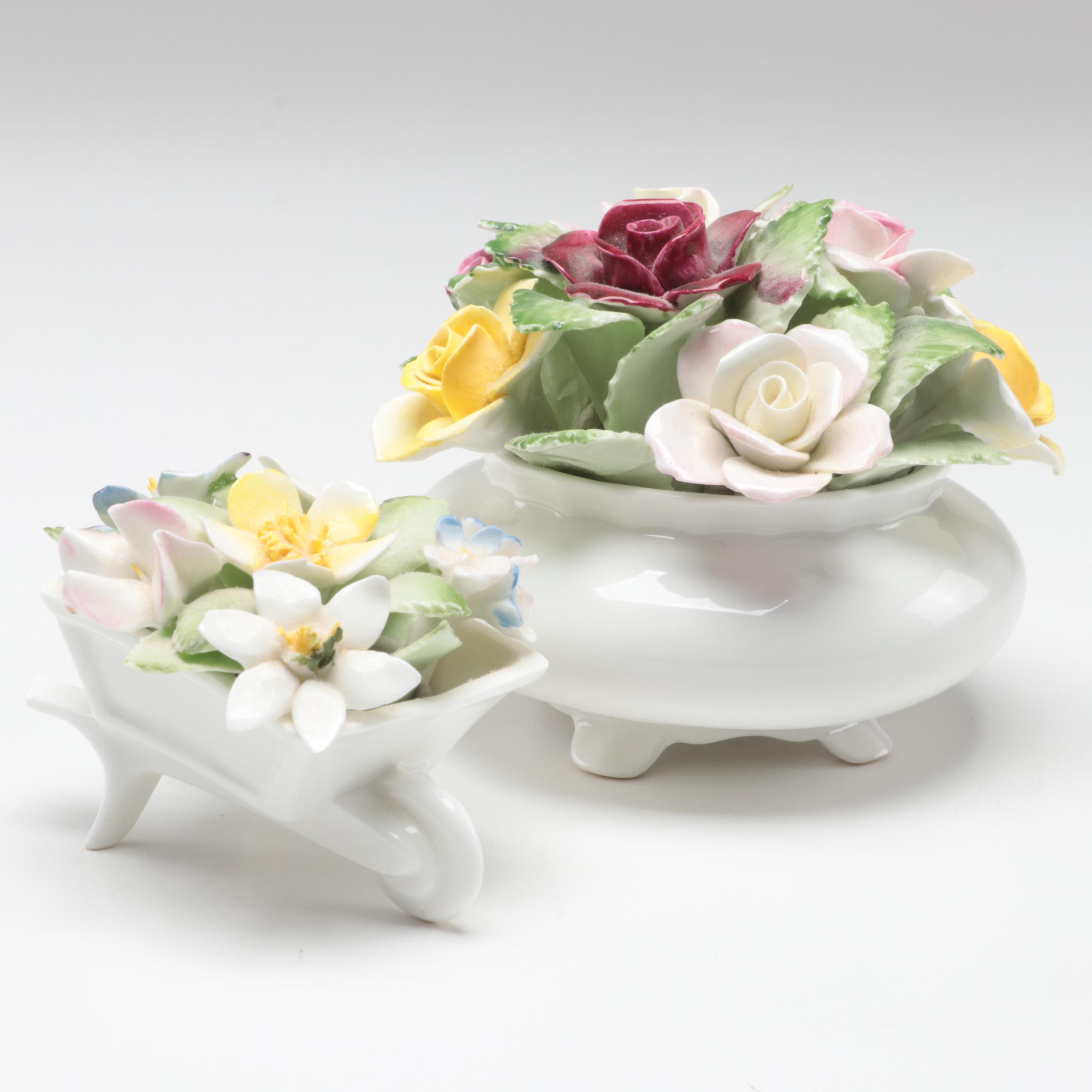 Royal Doulton Bone China Flower Vase and Wagon Figurines