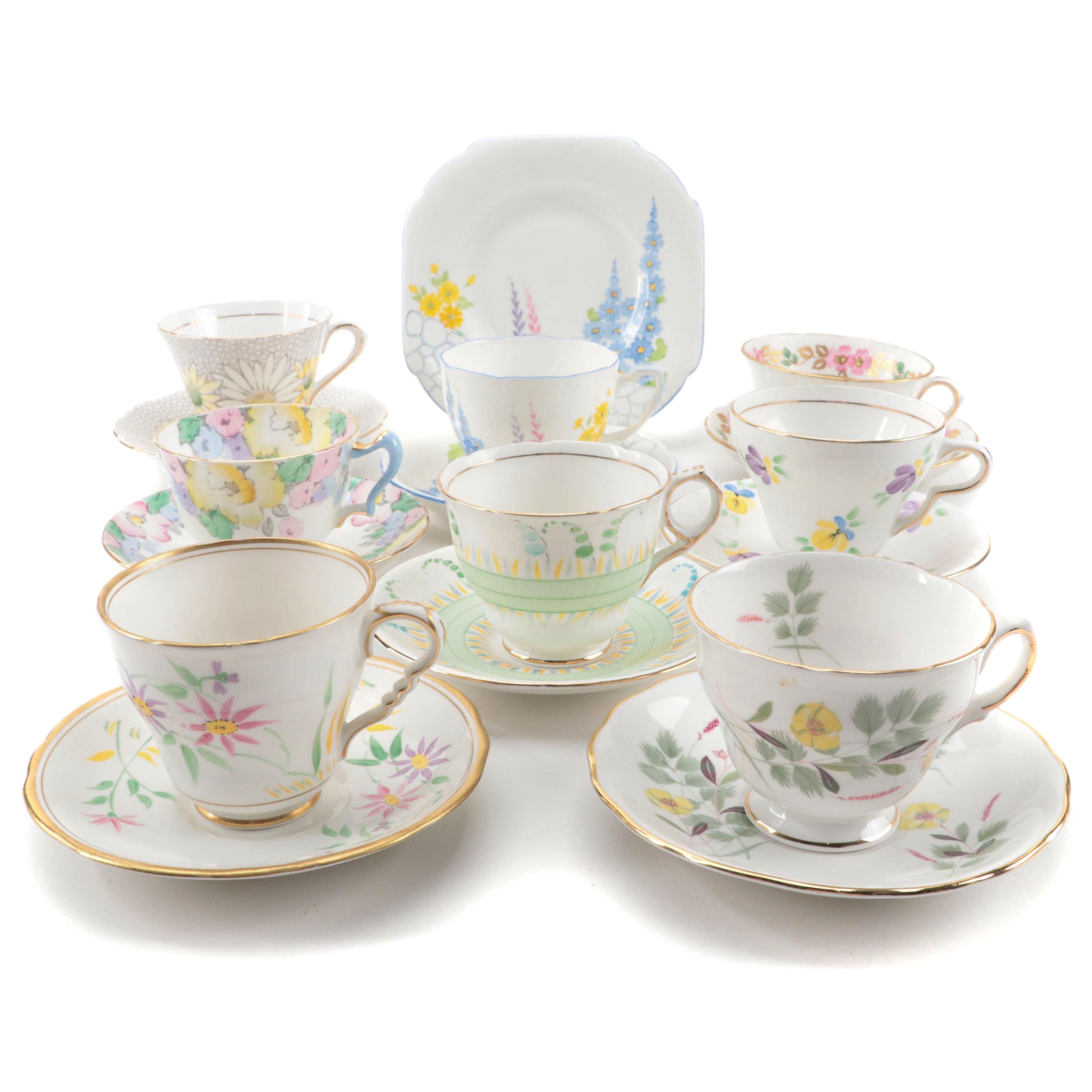 Crown Staffordshire and Other English Bone China Teacups