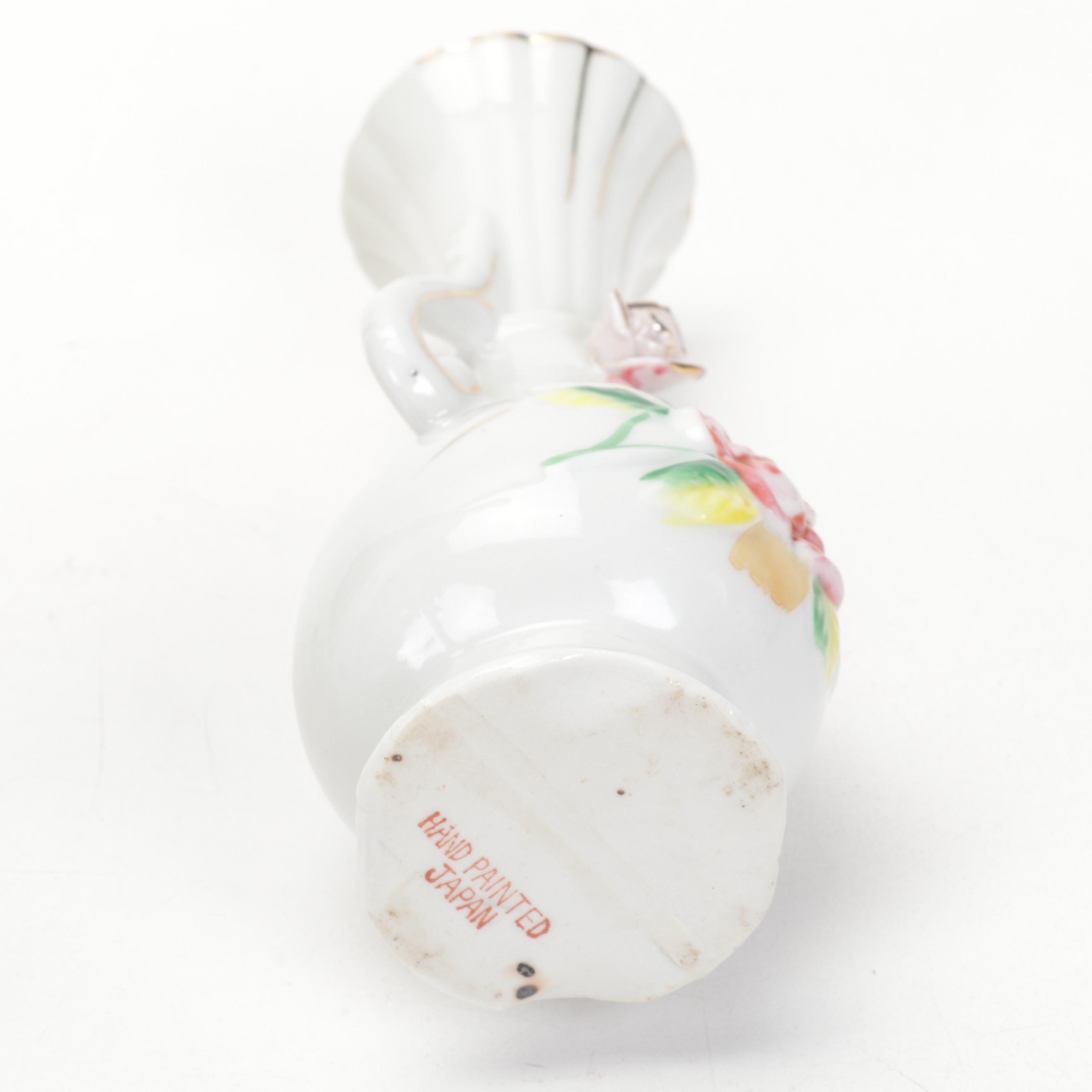 Fitz & Floyd Floral Basket Tray with Other Cat Figurines and Table Accessories