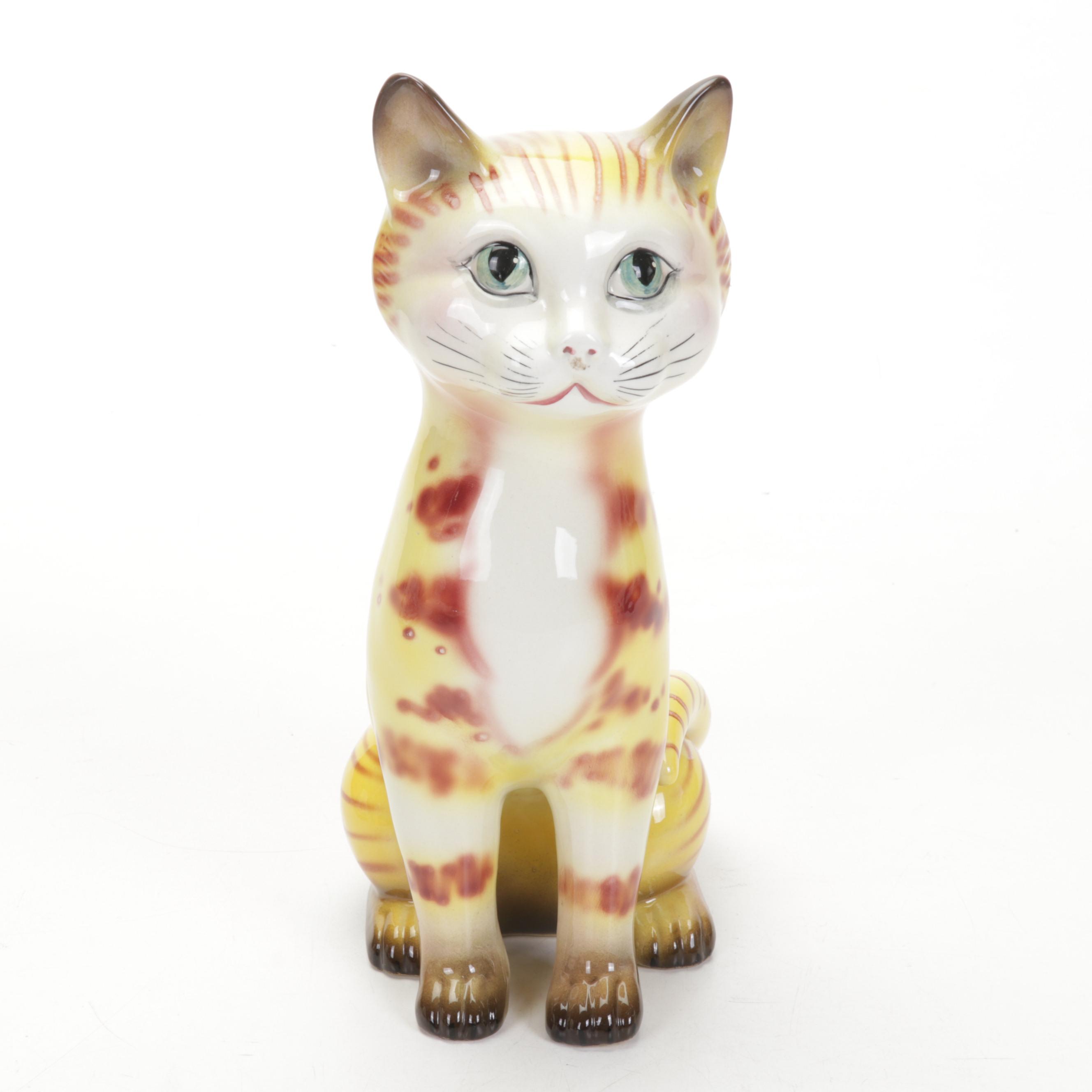 Fitz & Floyd Floral Basket Tray with Other Cat Figurines and Table Accessories