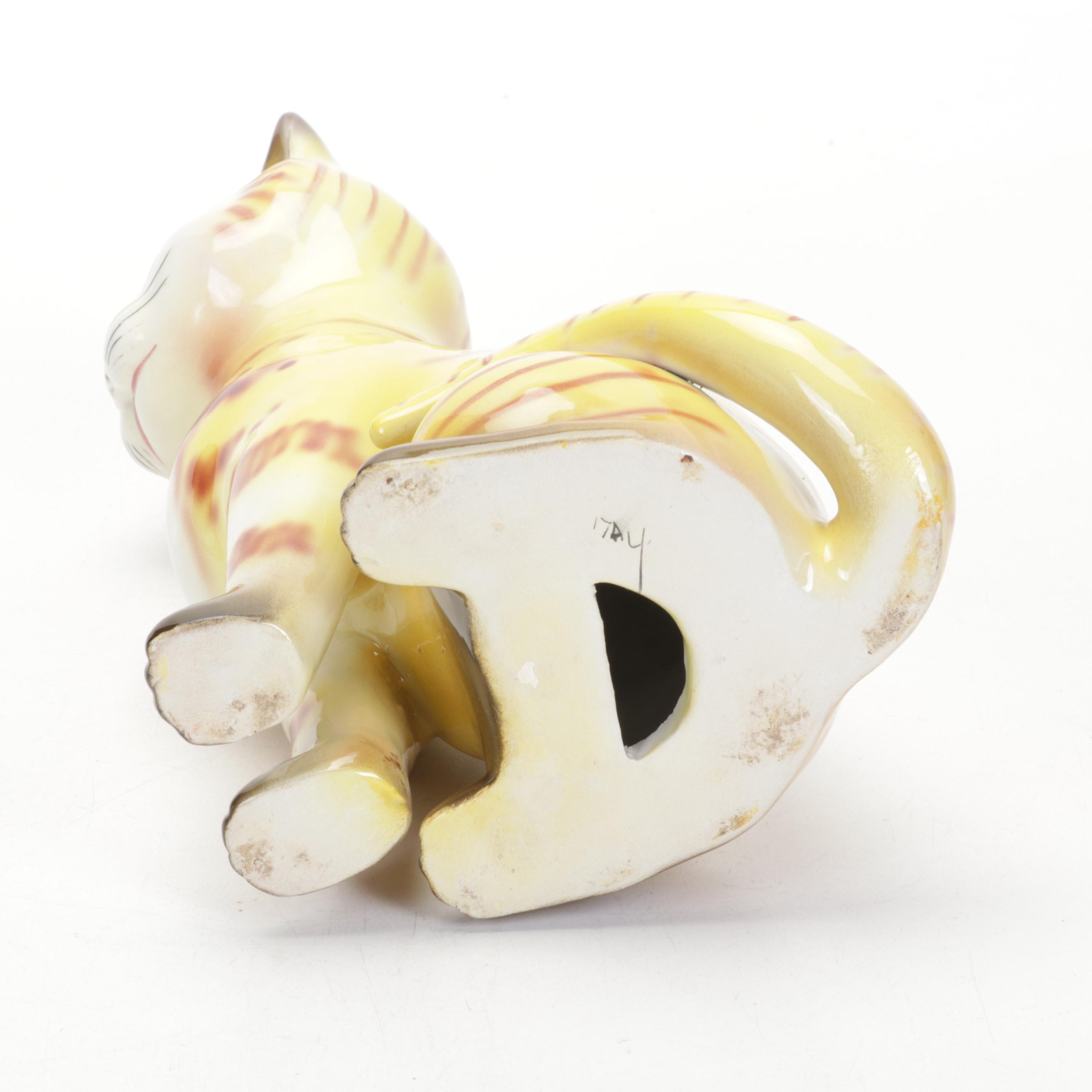 Fitz & Floyd Floral Basket Tray with Other Cat Figurines and Table Accessories