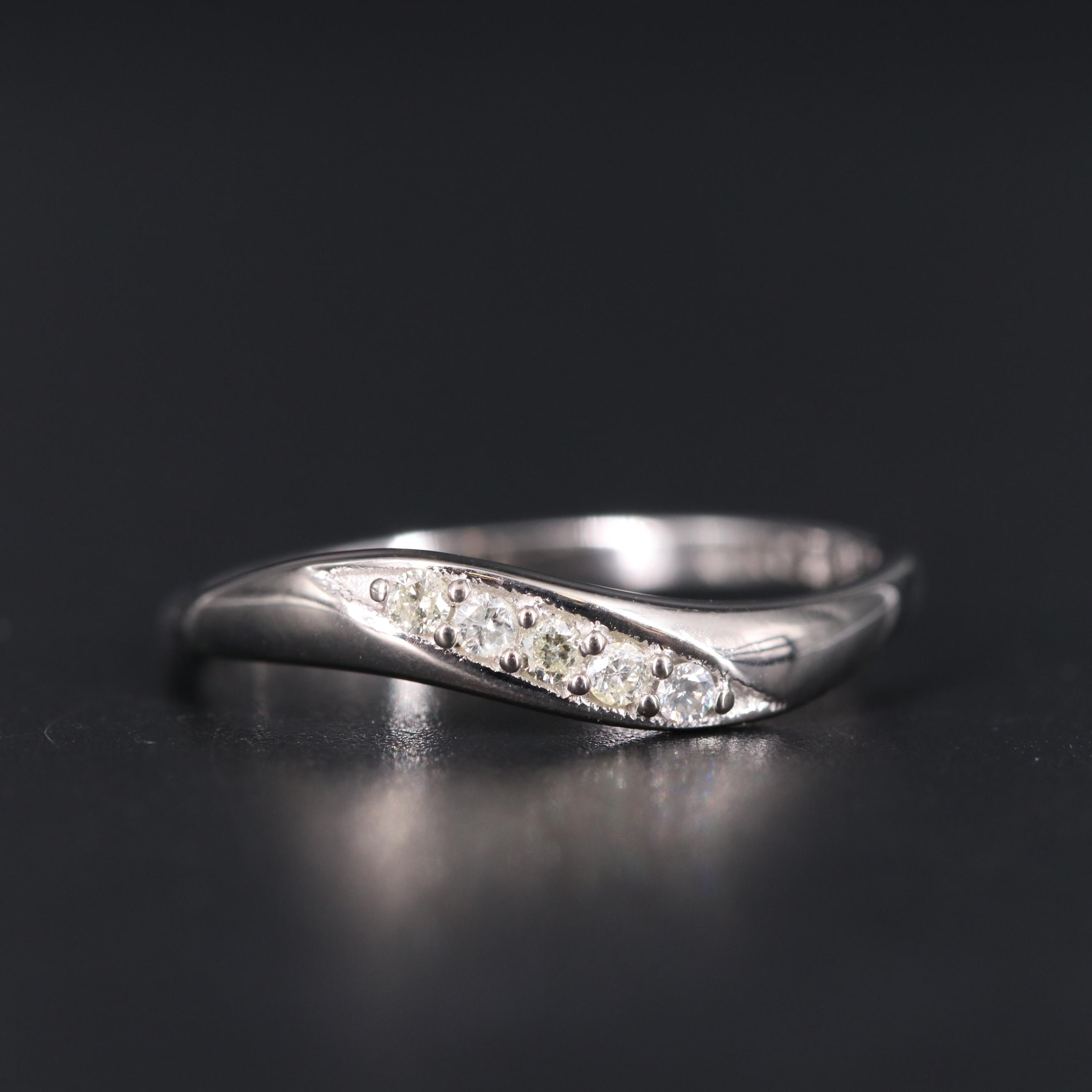 Sterling Silver Asymmetric Band Including Diamonds