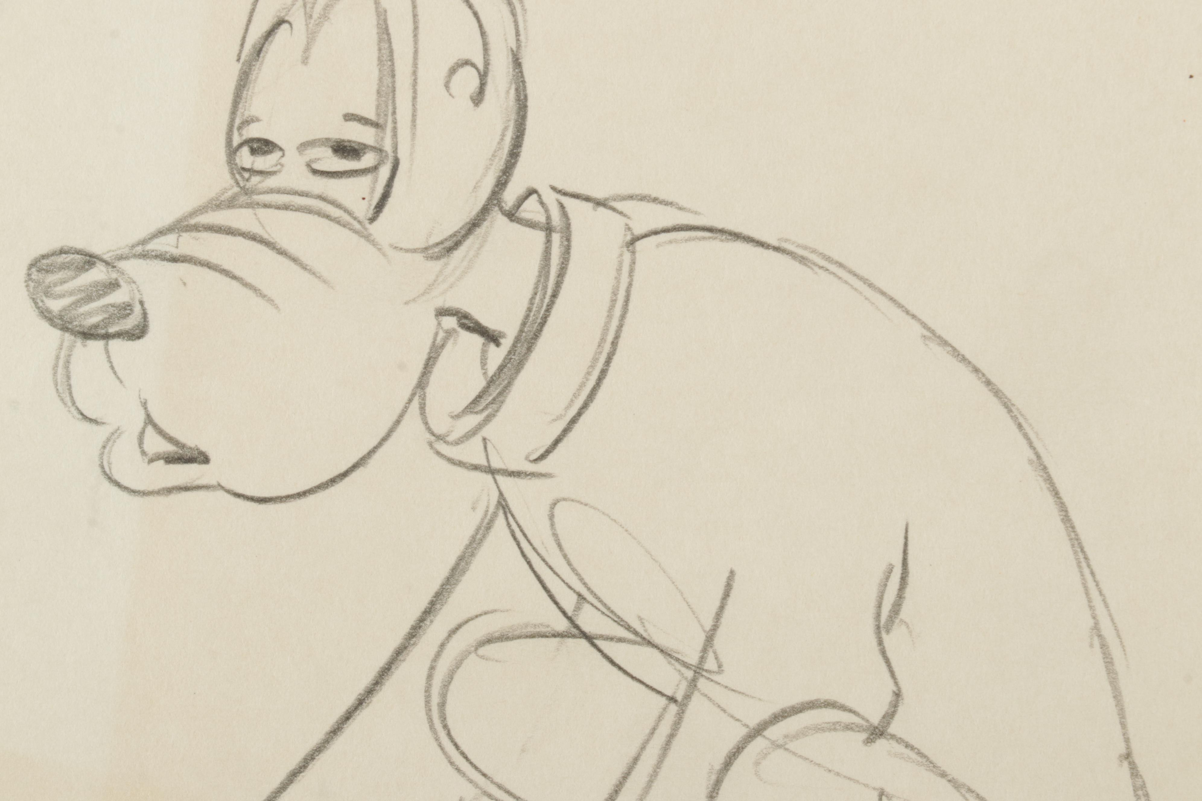Walt Disney Studio Animation Production Drawing of Pluto, Circa 1939