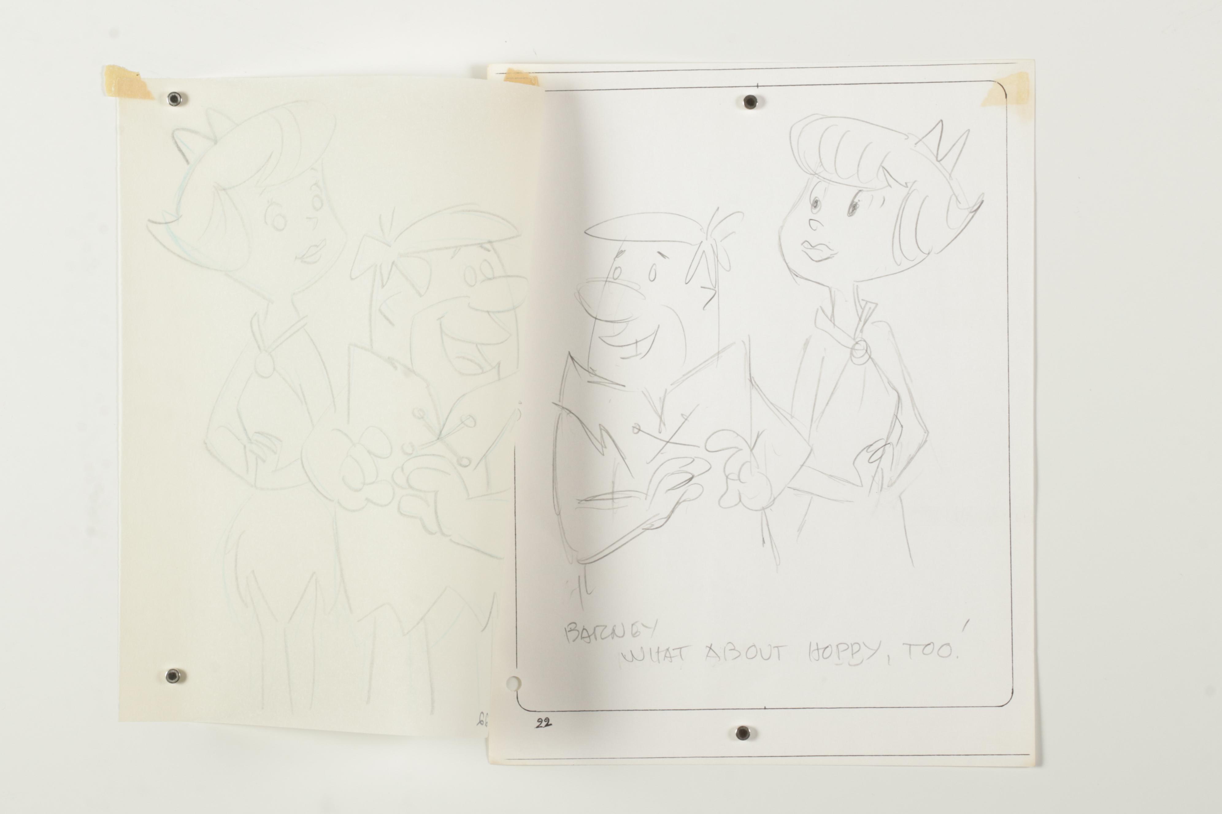 Hanna-Barbera "The Flintstones" Animation Production Drawings, Circa 1965