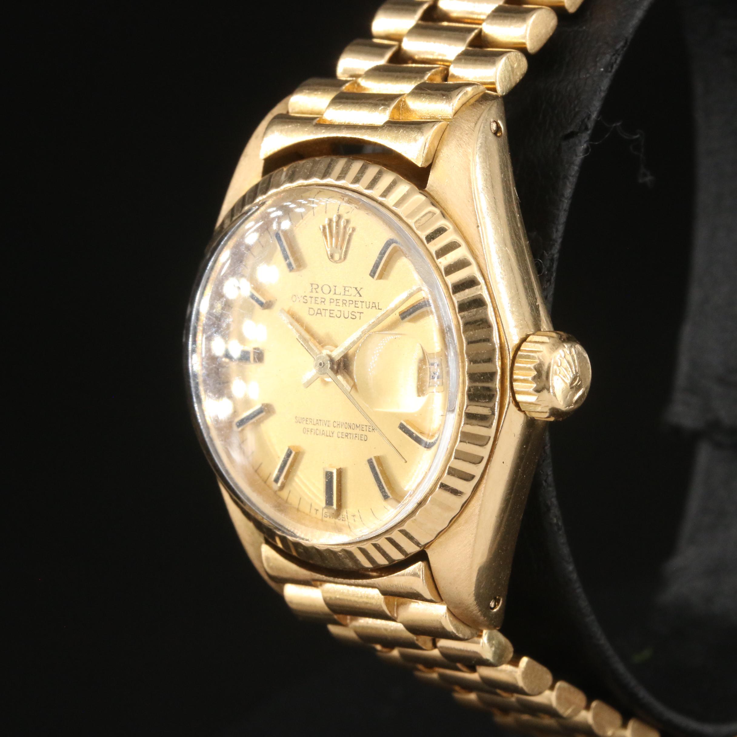 1981 Rolex Datejust 18K President Band Watch