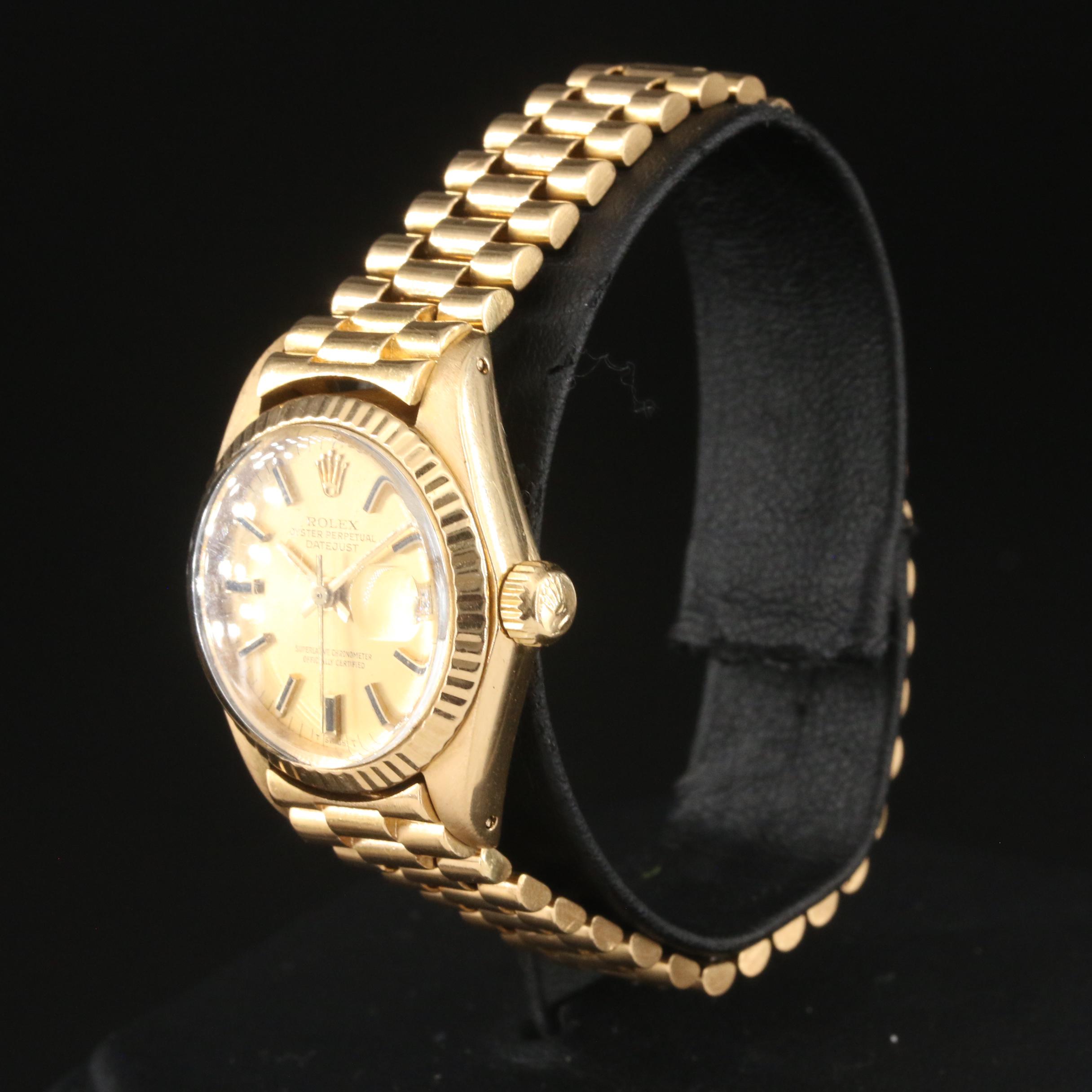 1981 Rolex Datejust 18K President Band Watch