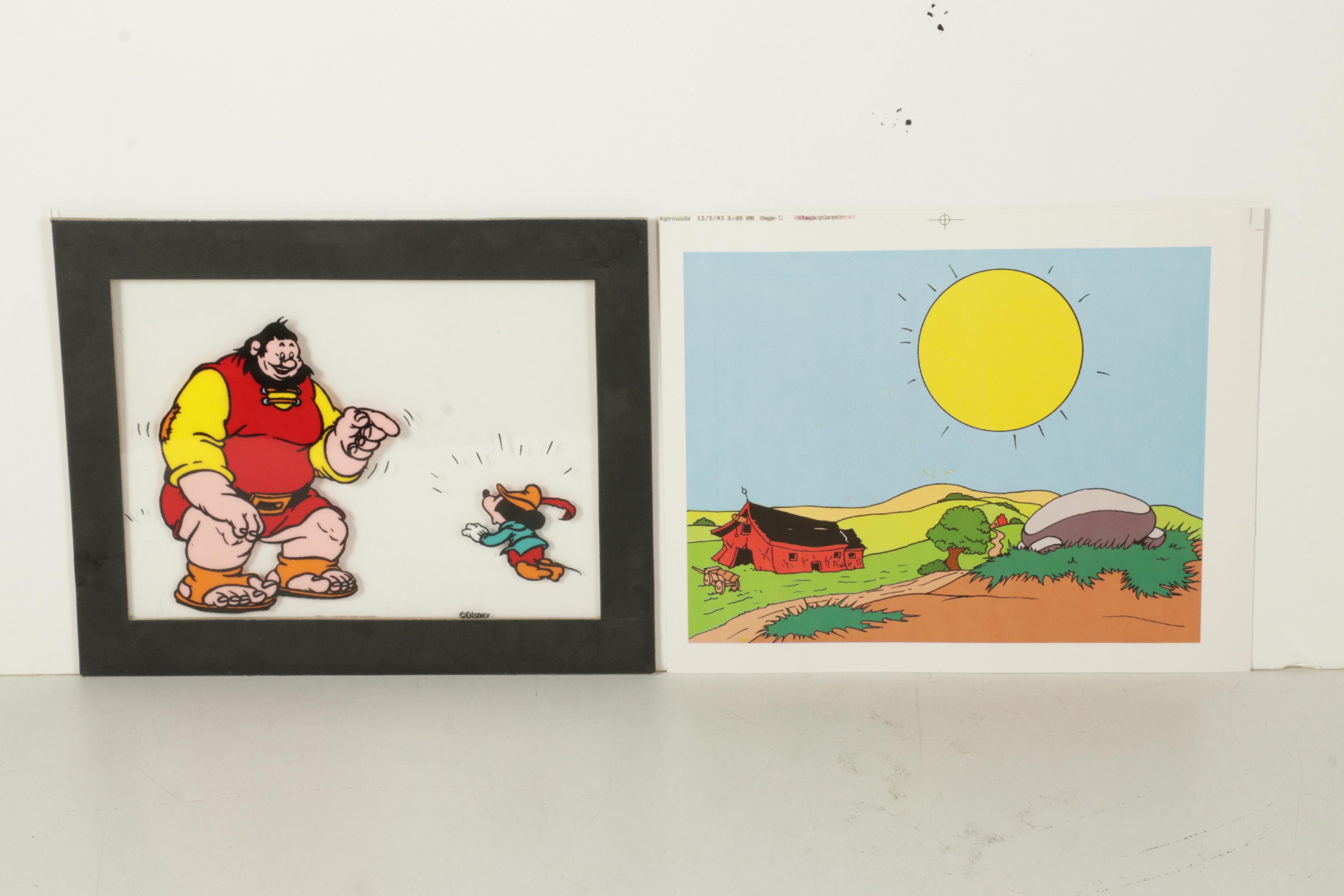 Disney Hand-Painted Animation Cel of Mickey and Gustav the Giant, Circa 1993