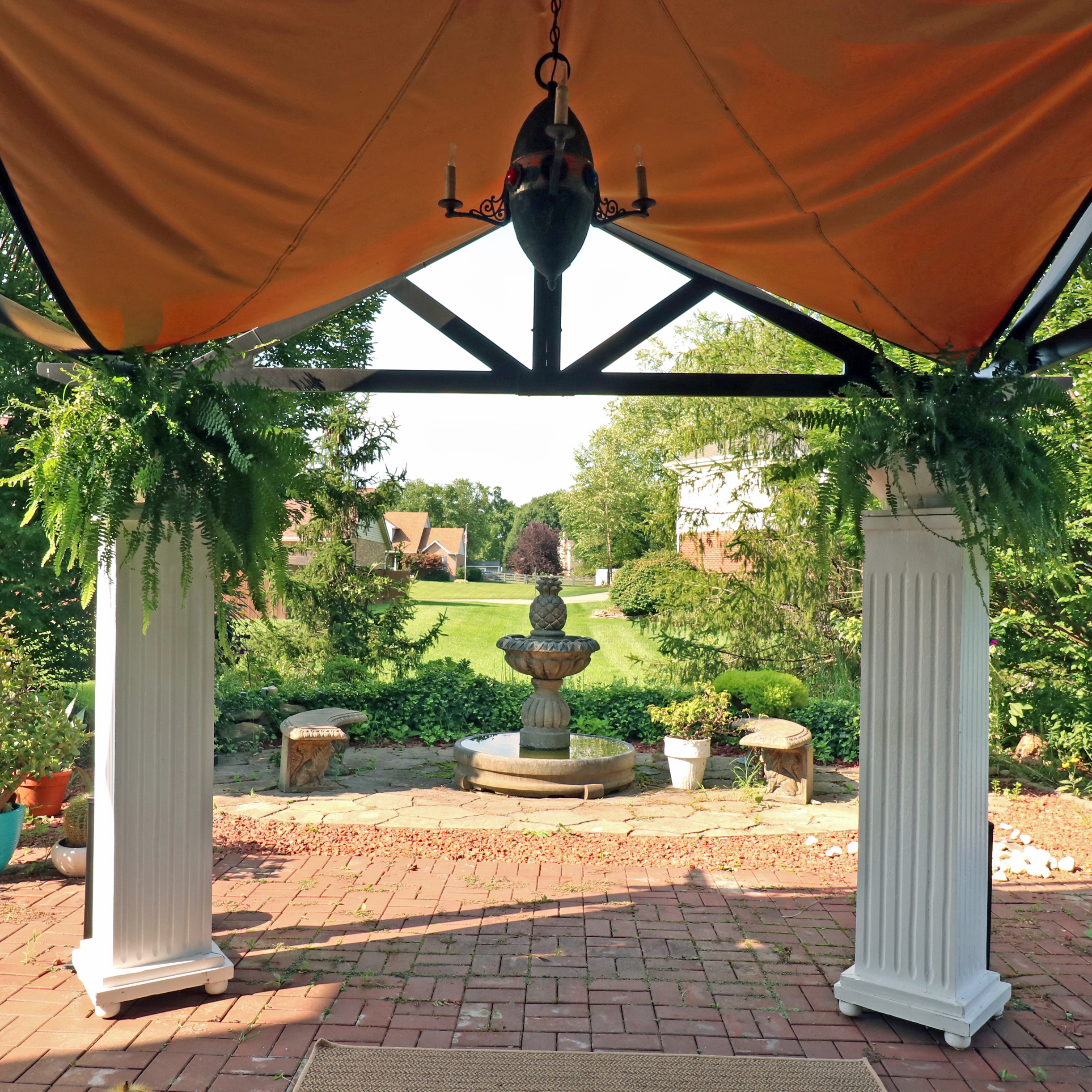 Pair of Painted Wood Fluted Pillar Columns with Planters