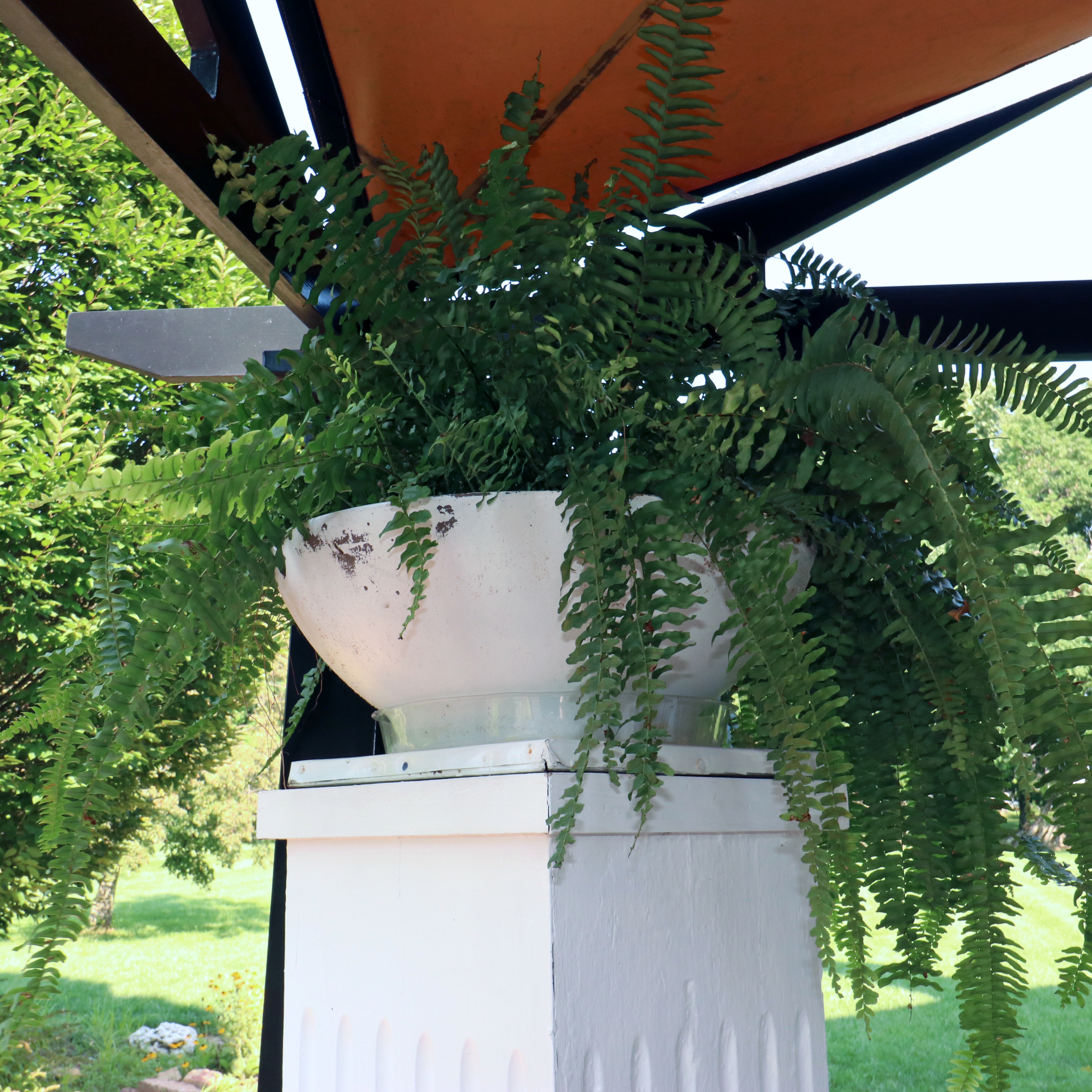 Pair of Painted Wood Fluted Pillar Columns with Planters