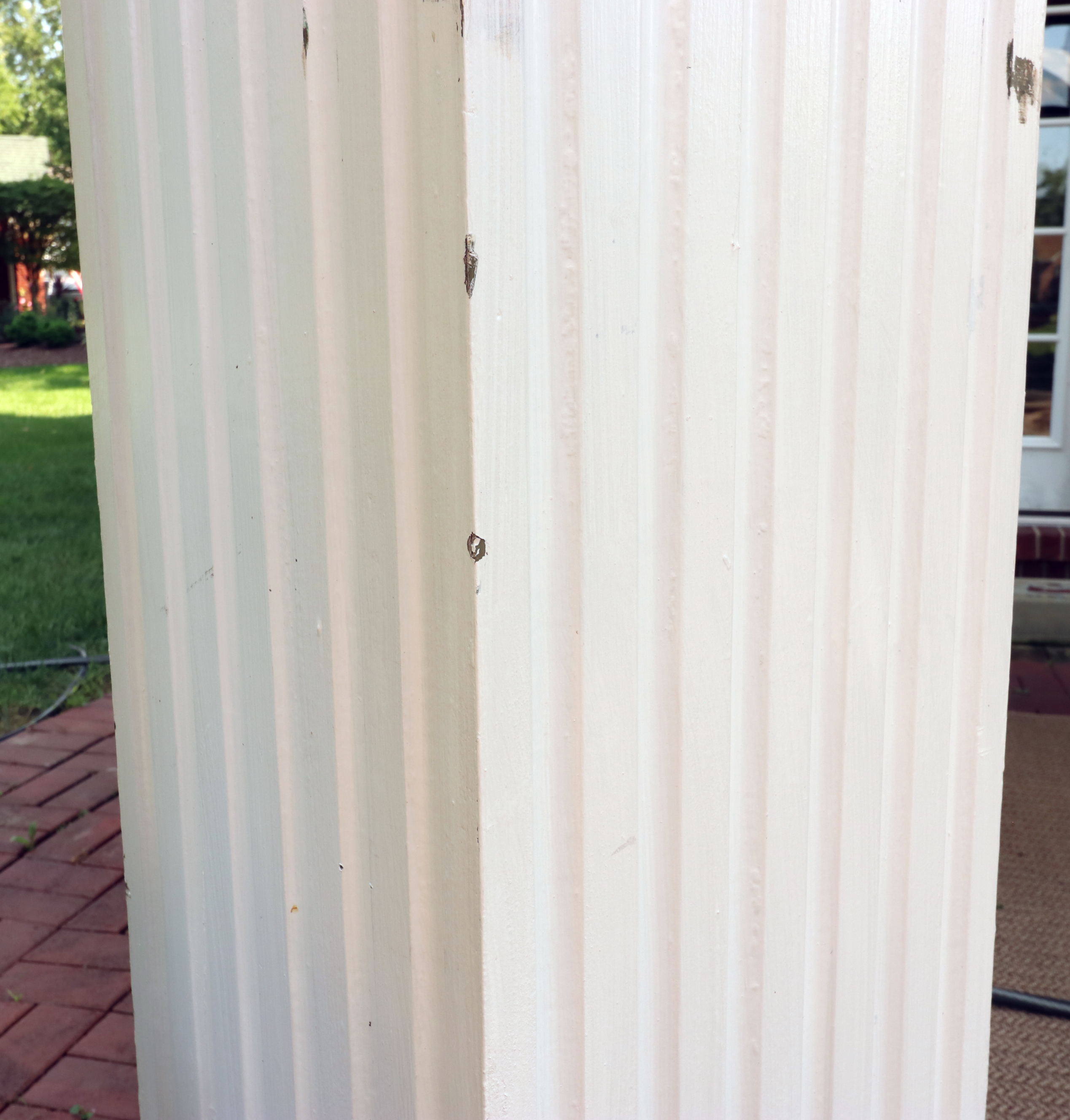 Pair of Painted Wood Fluted Pillar Columns with Planters