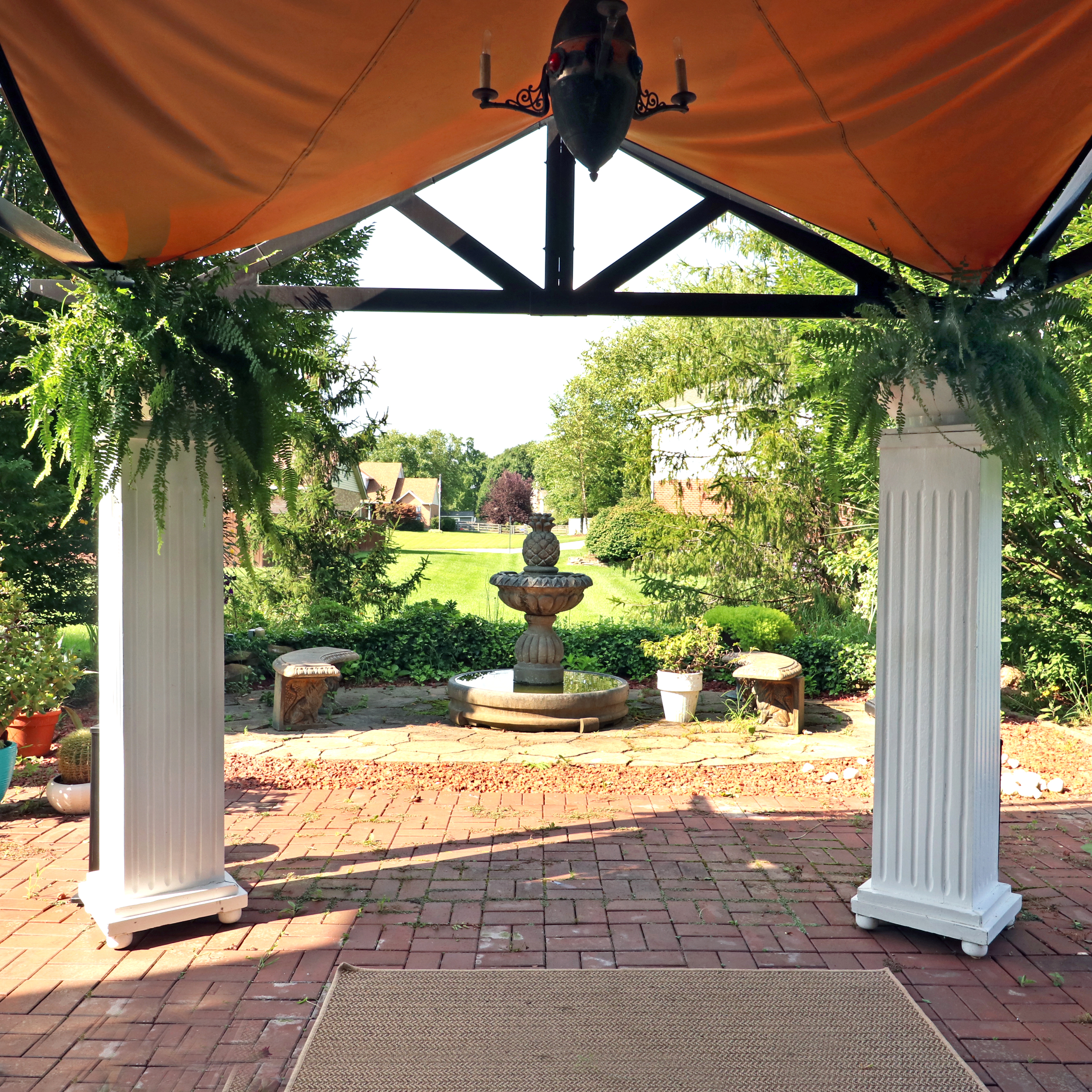 Pair of Painted Wood Fluted Pillar Columns with Planters