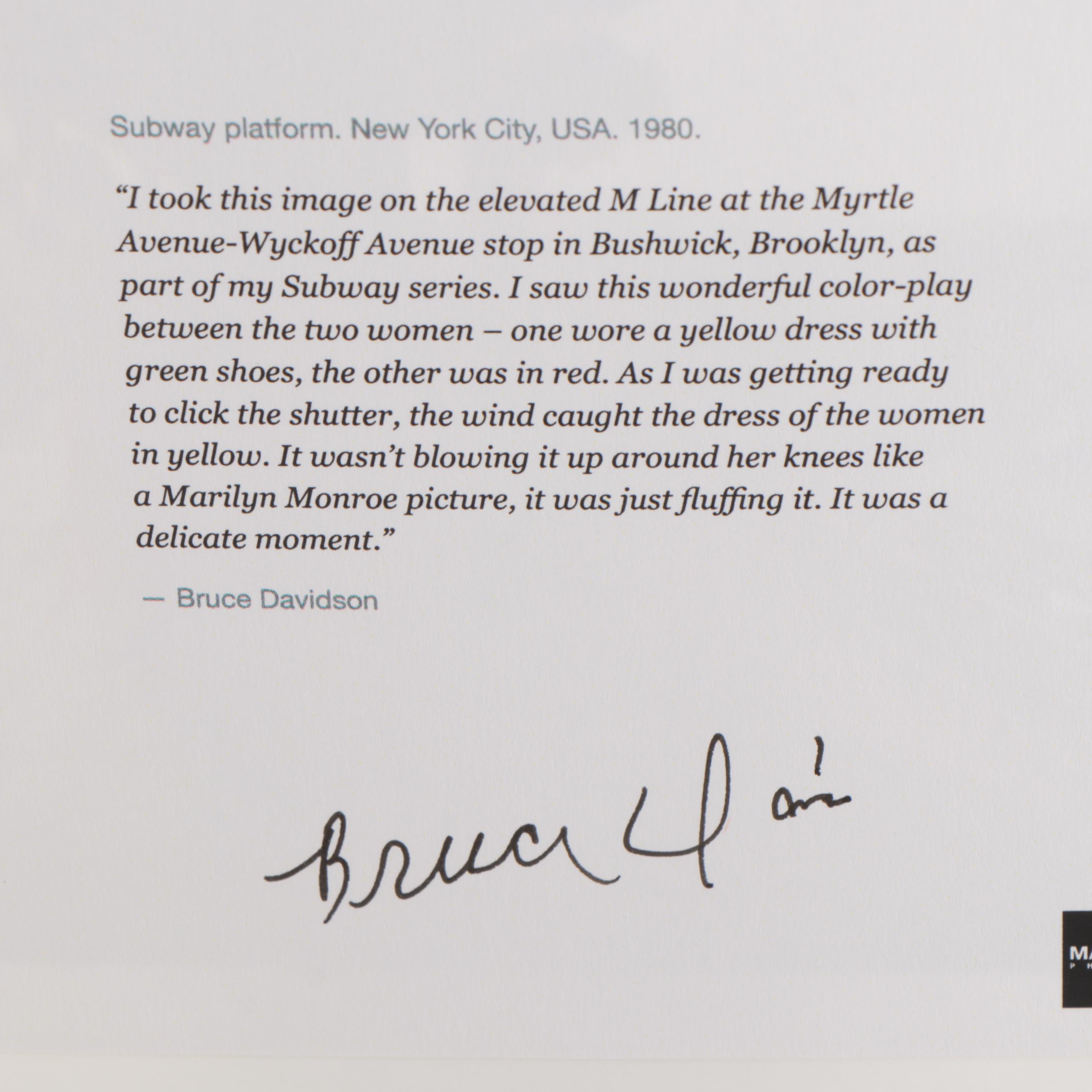 Bruce Davidson Color Photograph "Subway platform, New York City, USA, 1980."