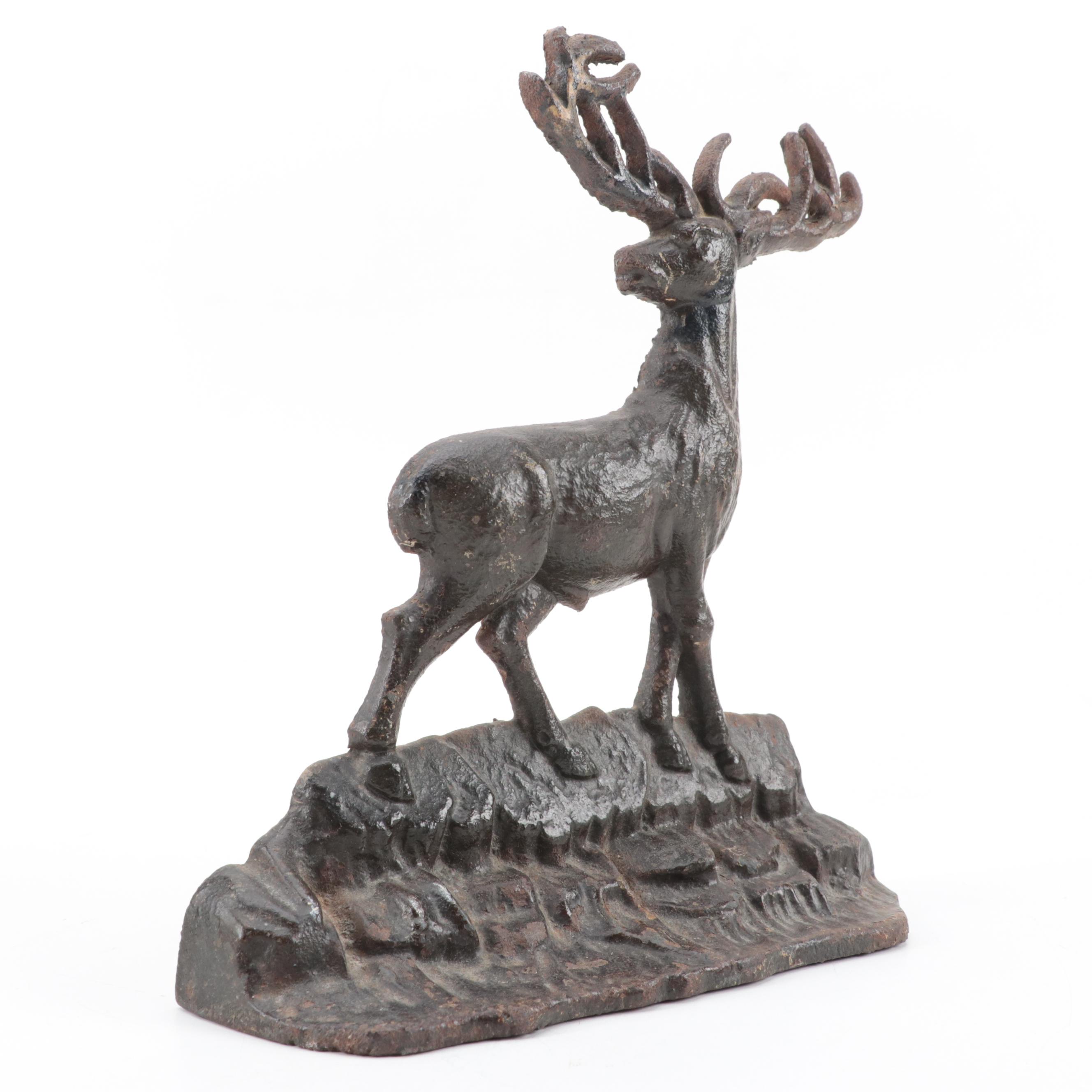 Hubley Style Cast Iron Stag Doorstop