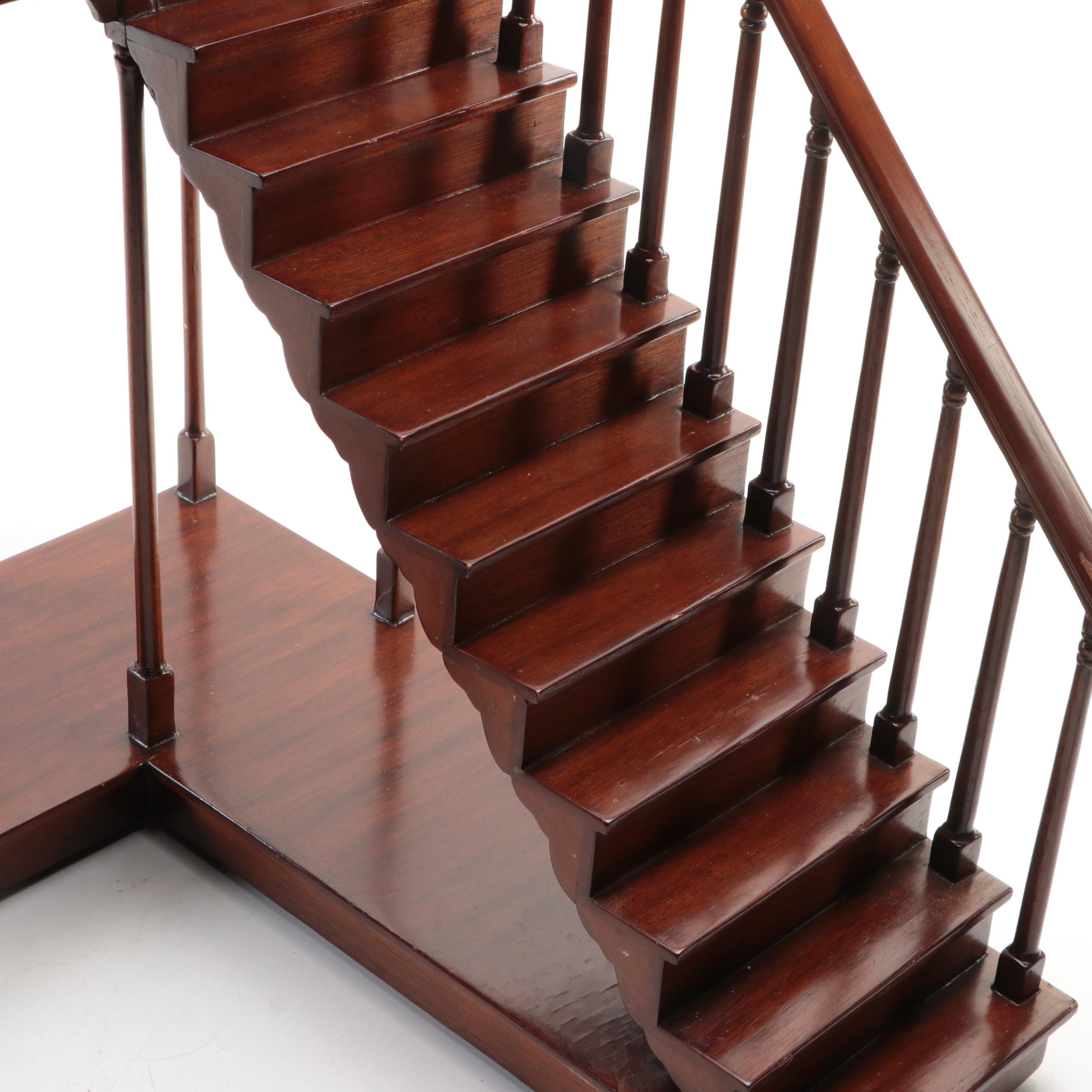 Maitland-Smith Mahogany Finish Model Staircase Display Stand