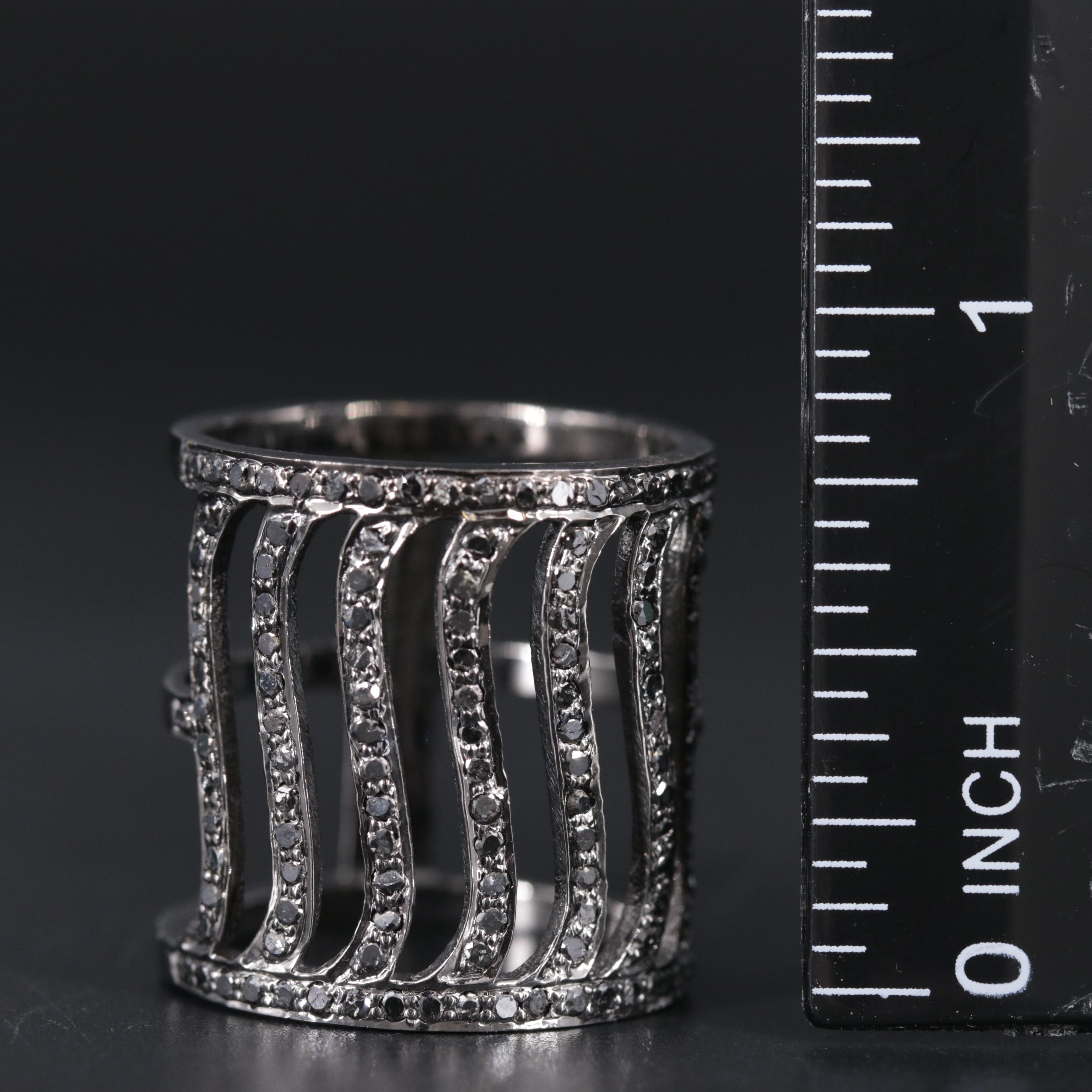 Sterling Silver Abstract Band Including Gemstones