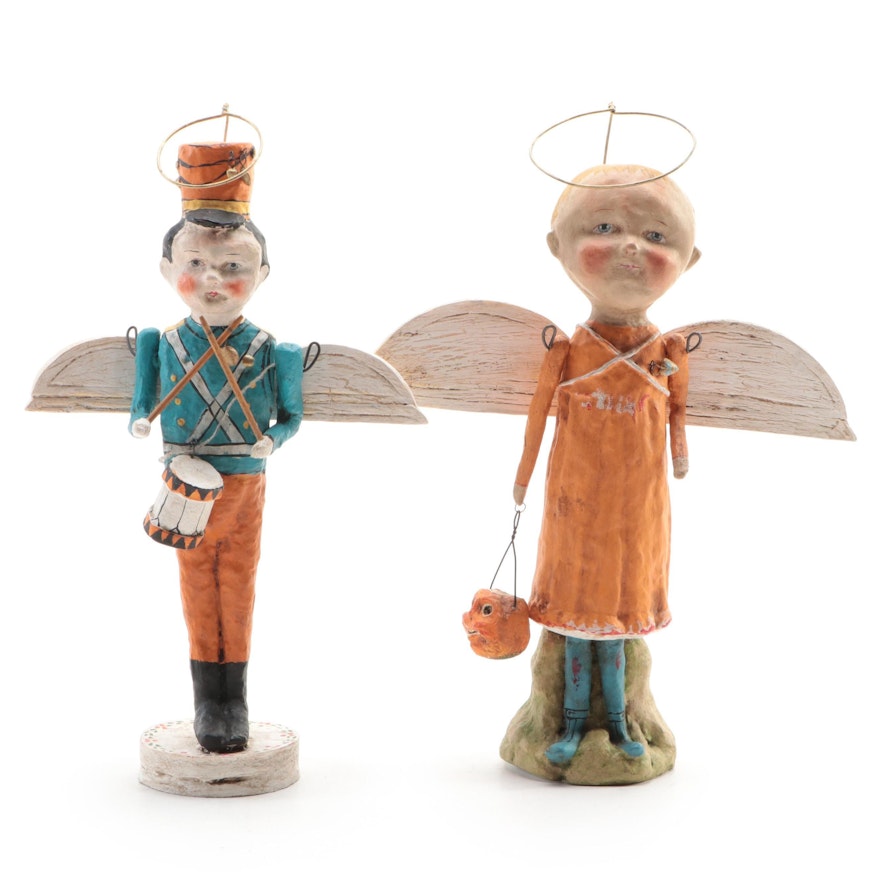 Debbee Thibault Halloween and Christmas Angel Resin Figurines, 1990s