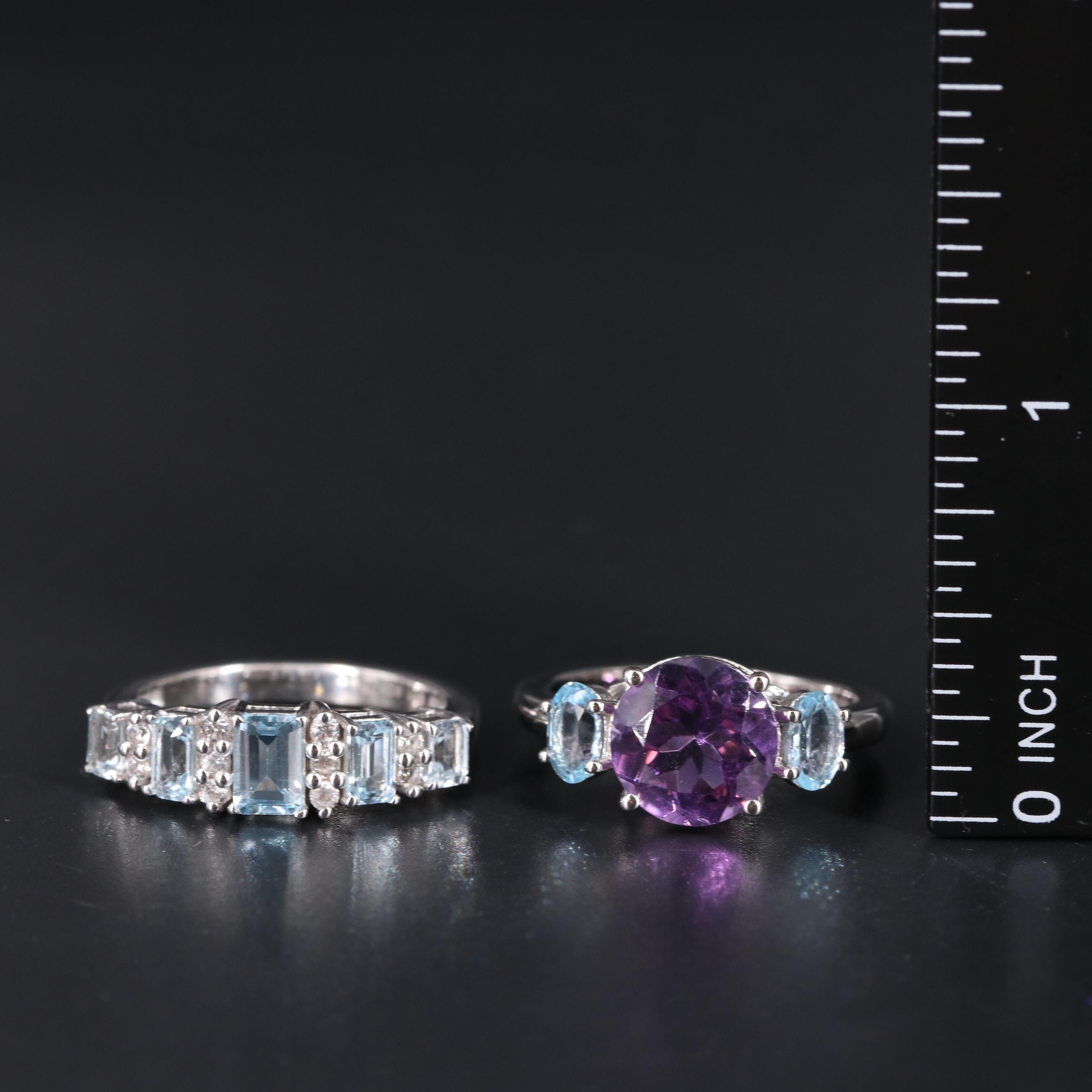 Sterling Silver Ring Duo Including Gemstones