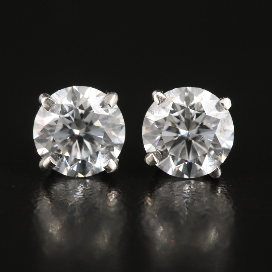 Platinum 2.40 CTW Lab Grown Diamond Stud Earrings with IGI Reports