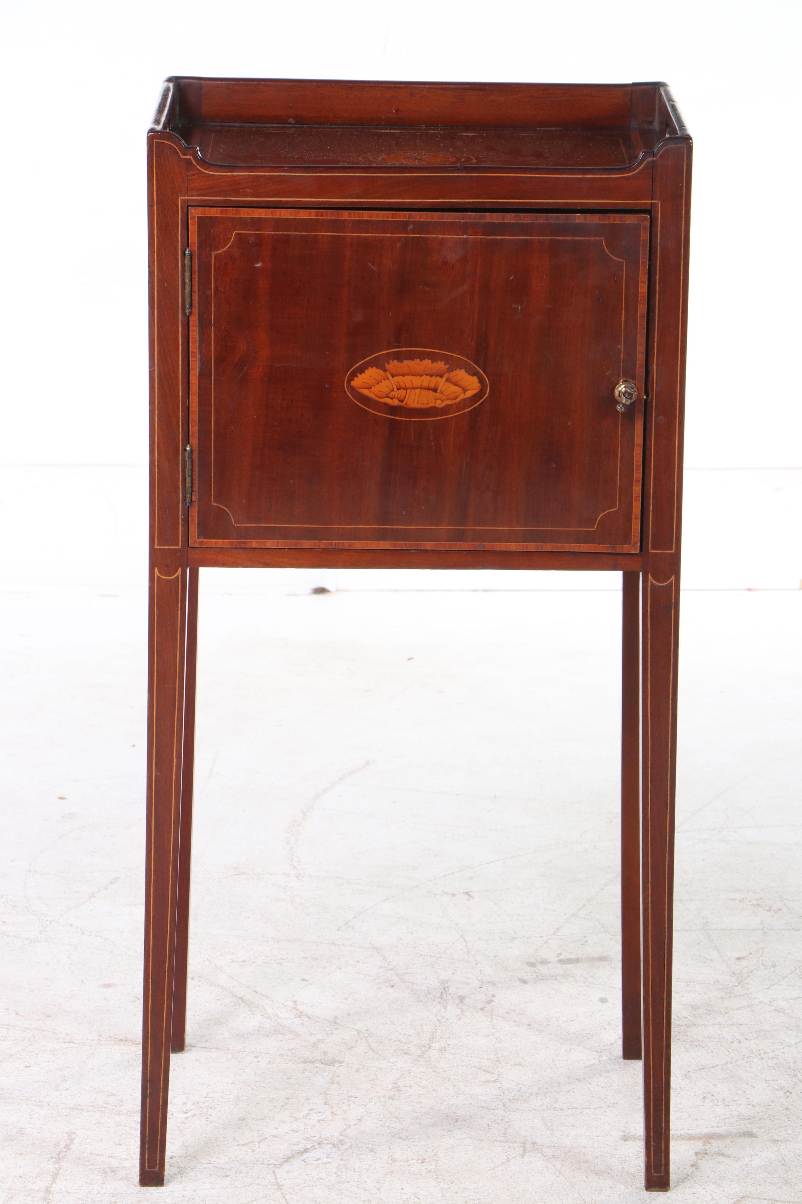 George III Mahogany and Marquetry Bedside Commode, circa 1800