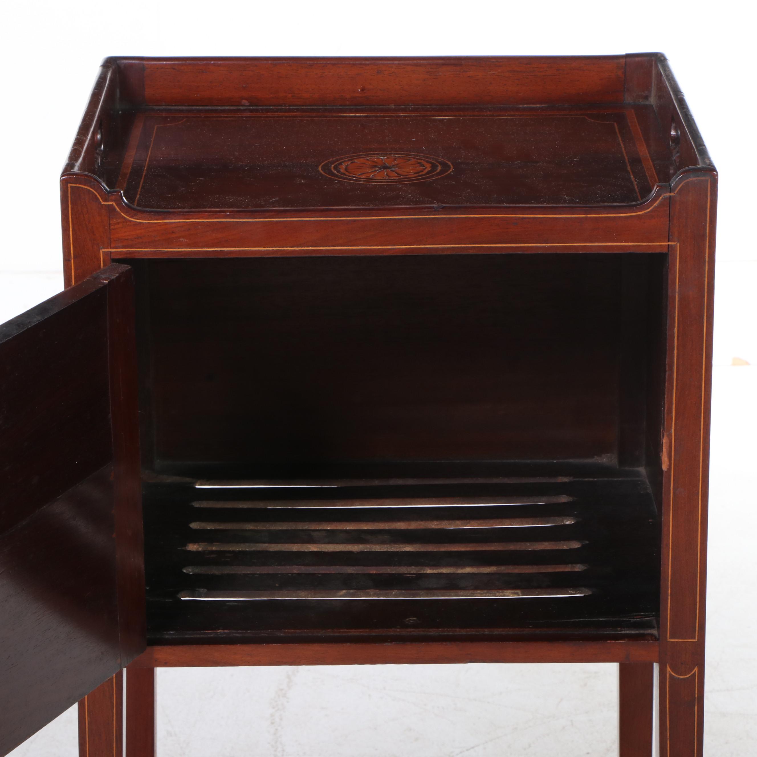 George III Mahogany and Marquetry Bedside Commode, circa 1800