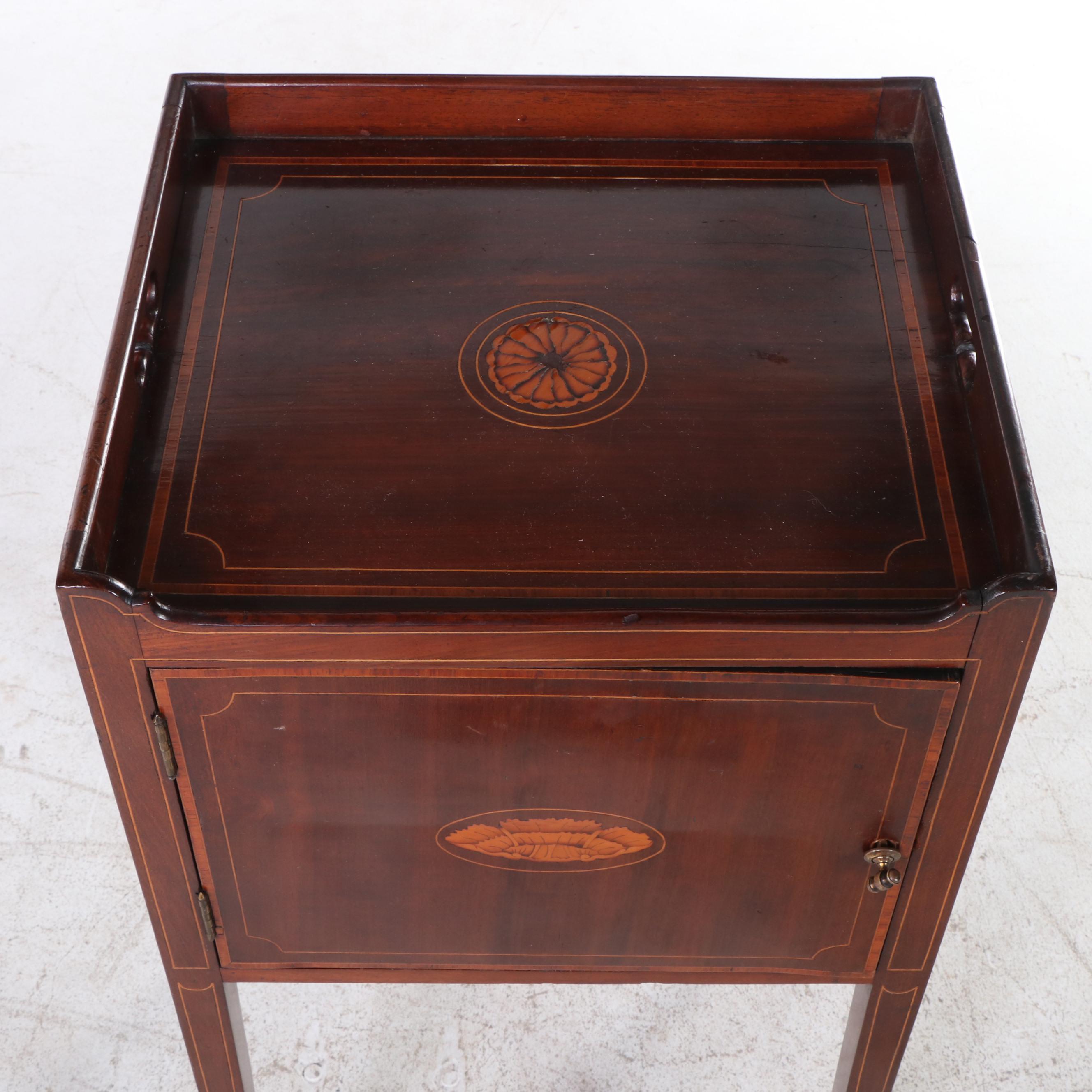 George III Mahogany and Marquetry Bedside Commode, circa 1800