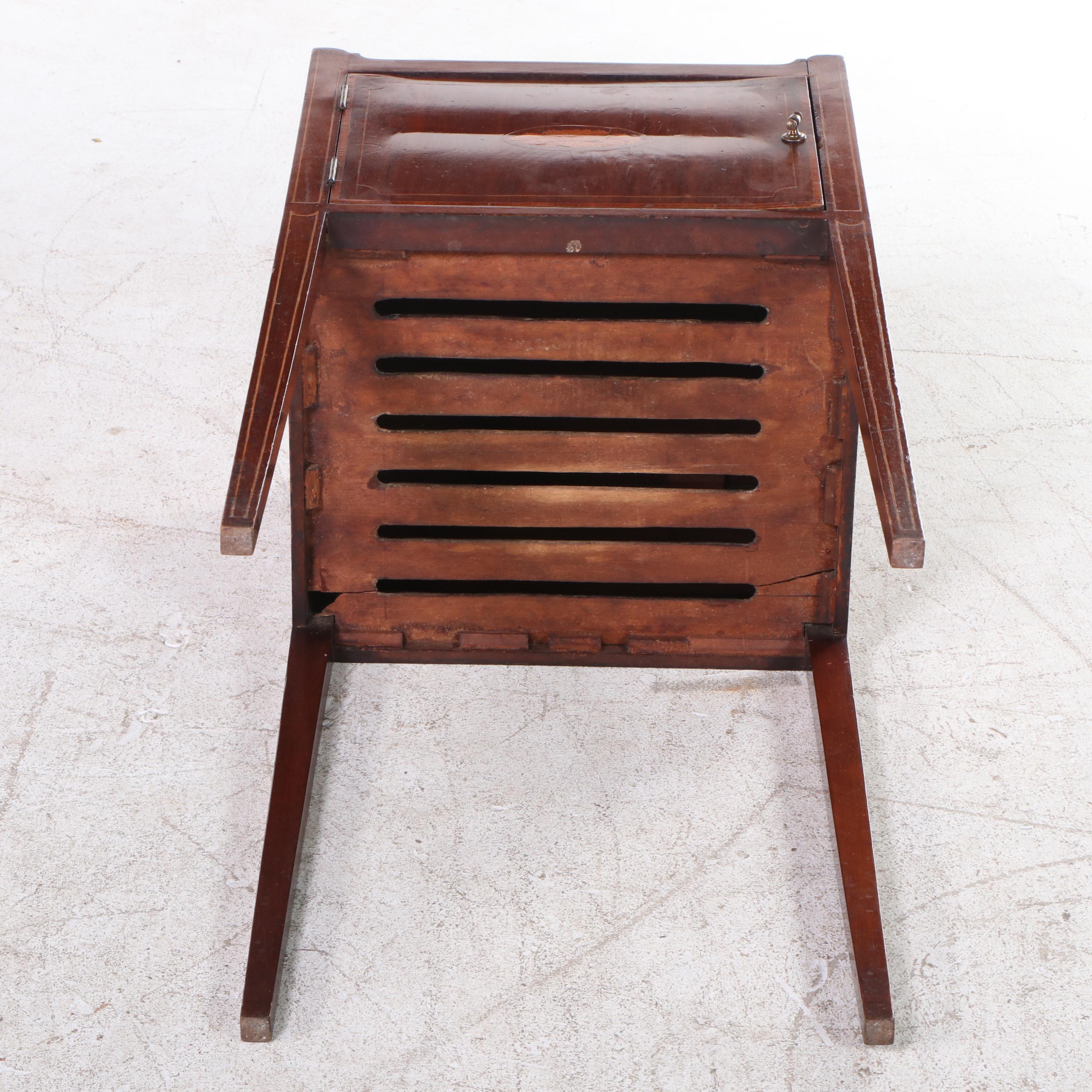 George III Mahogany and Marquetry Bedside Commode, circa 1800