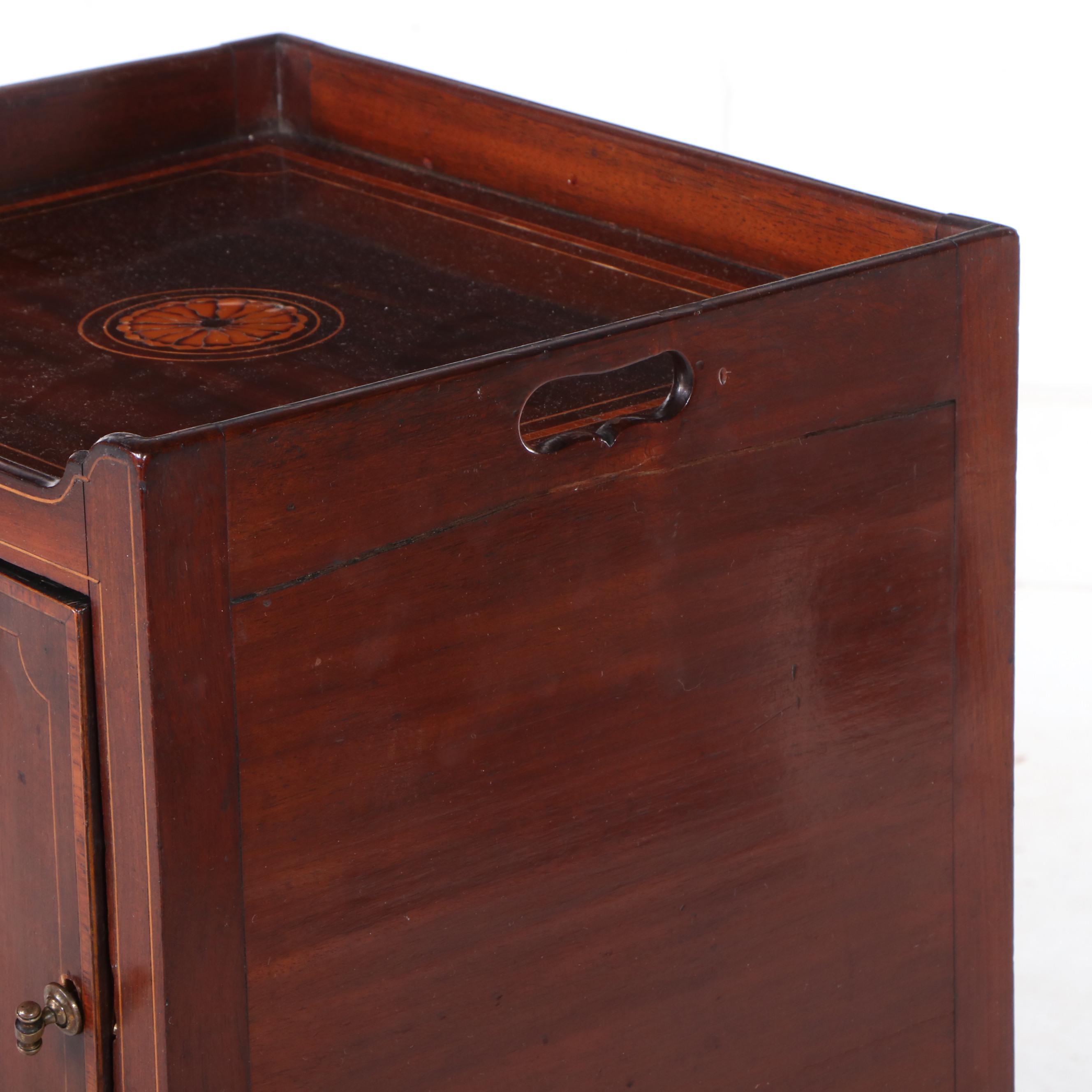 George III Mahogany and Marquetry Bedside Commode, circa 1800