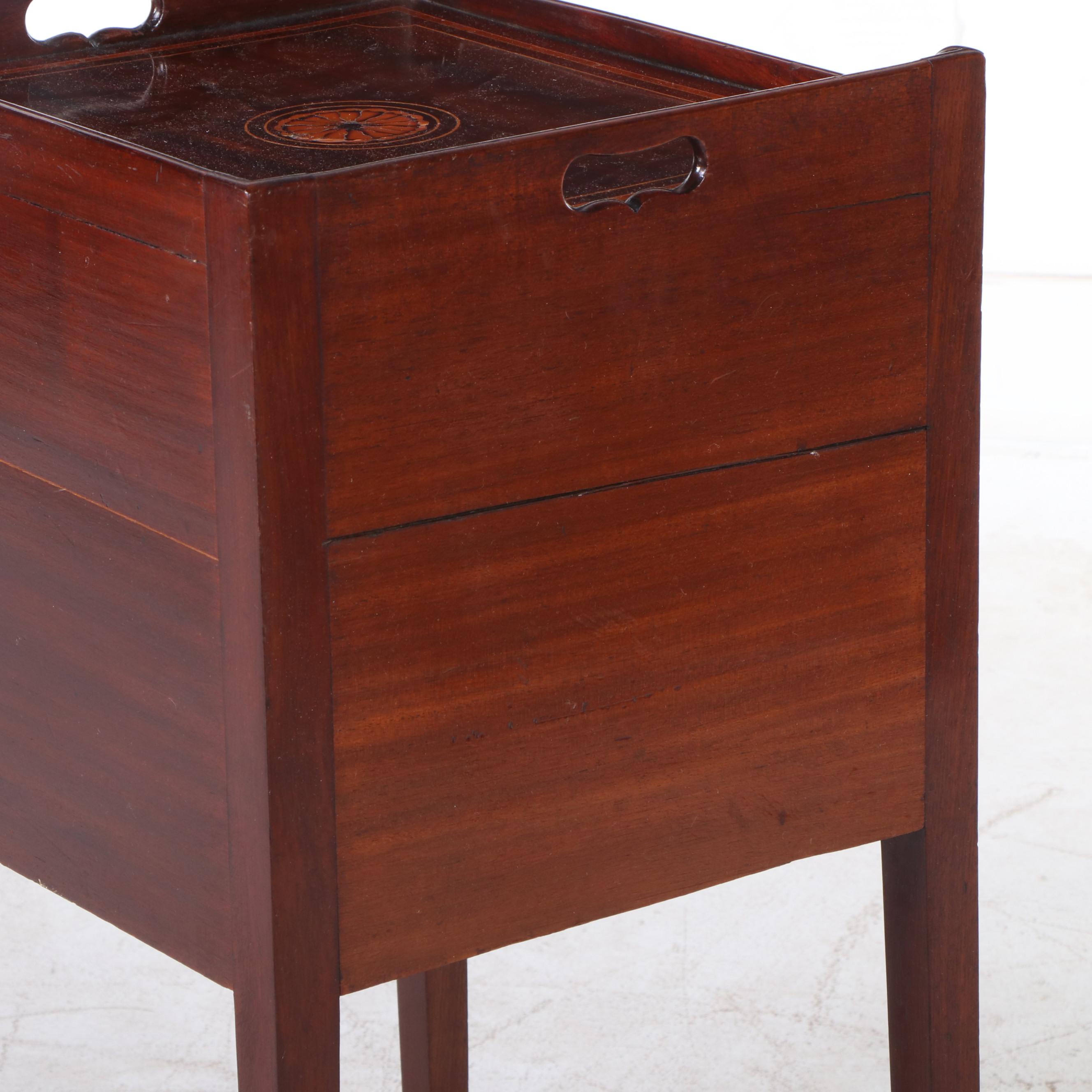 George III Mahogany and Marquetry Bedside Commode, circa 1800