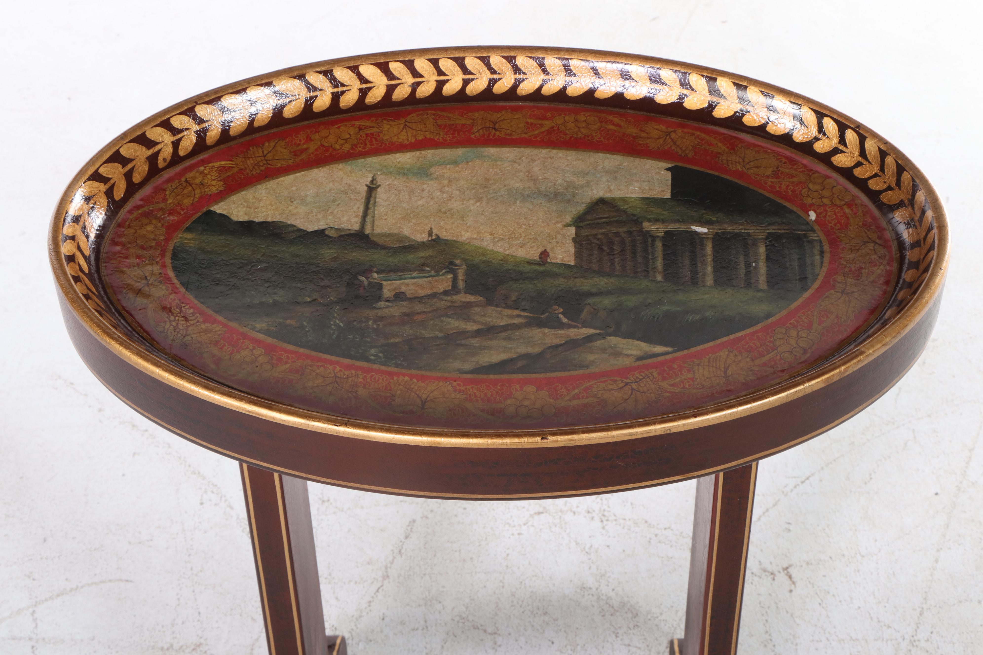 Neoclassical Style Paint-Decorated and Parcel-Gilt Vide Poche