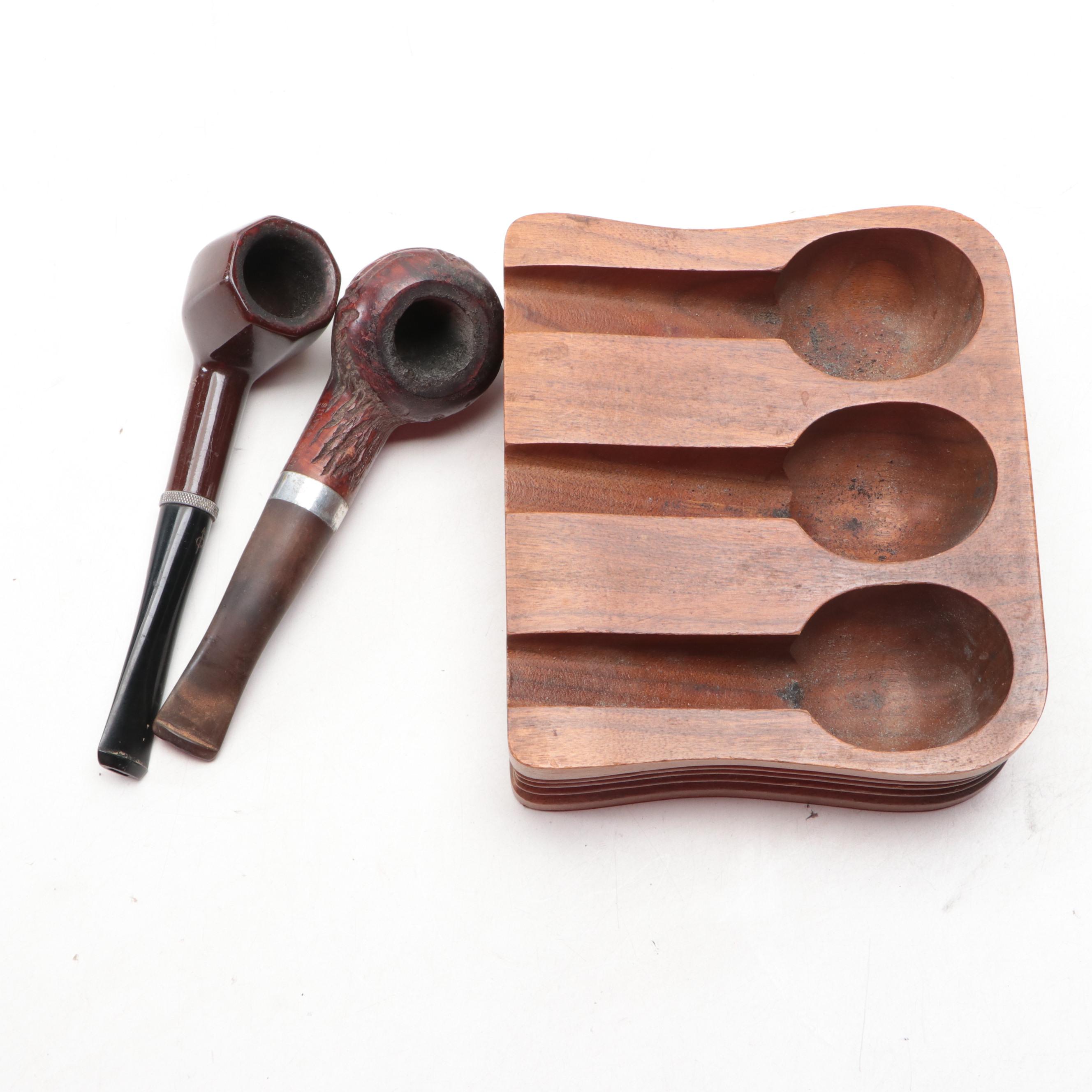 Meerschaum and Briar Tobacco Pipes with Humidor, Pipe Rests, Ashtrays and More