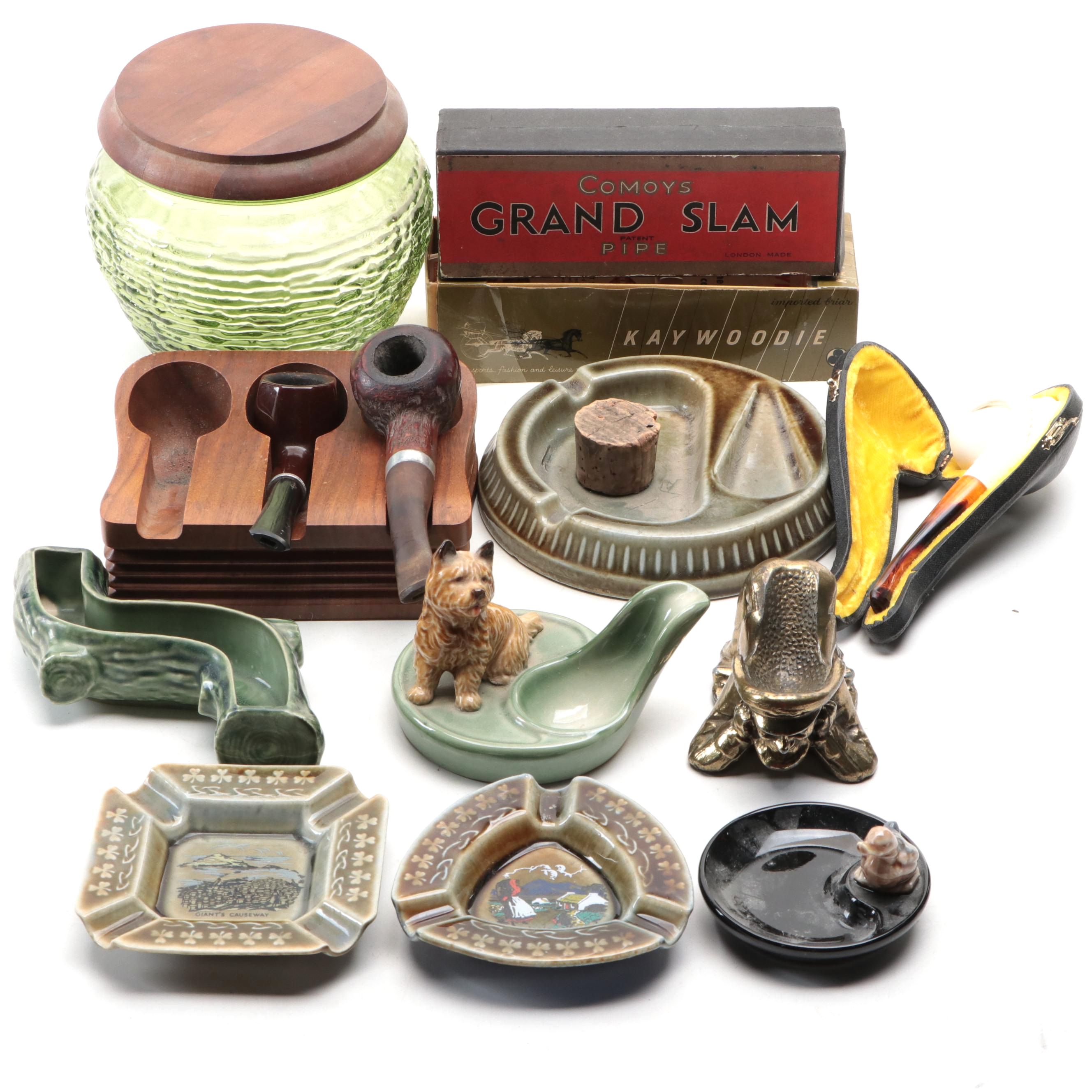 Meerschaum and Briar Tobacco Pipes with Humidor, Pipe Rests, Ashtrays and More