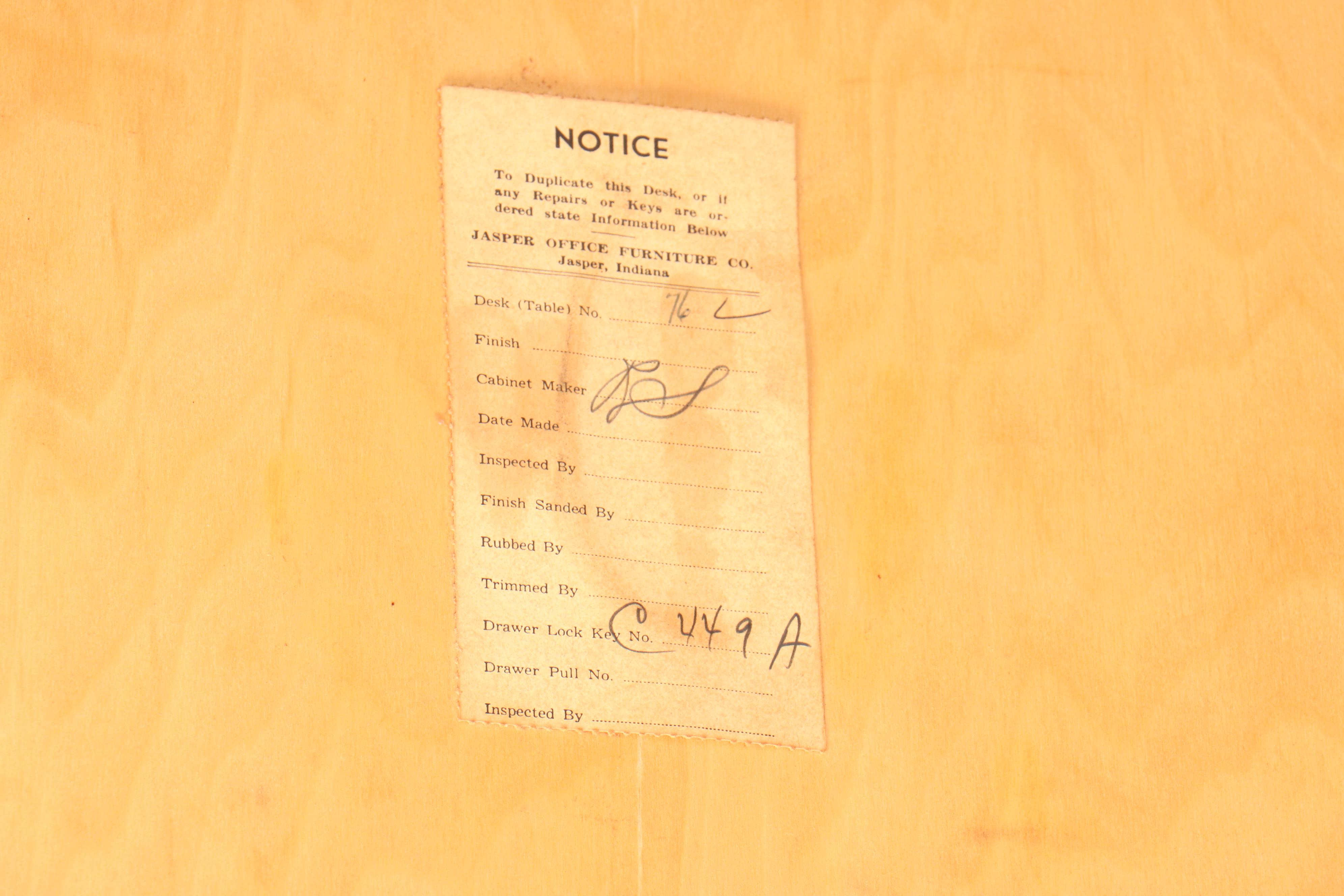 Jasper Office Furniture Co. Mid Century Modern Walnut and Laminate Top Desk