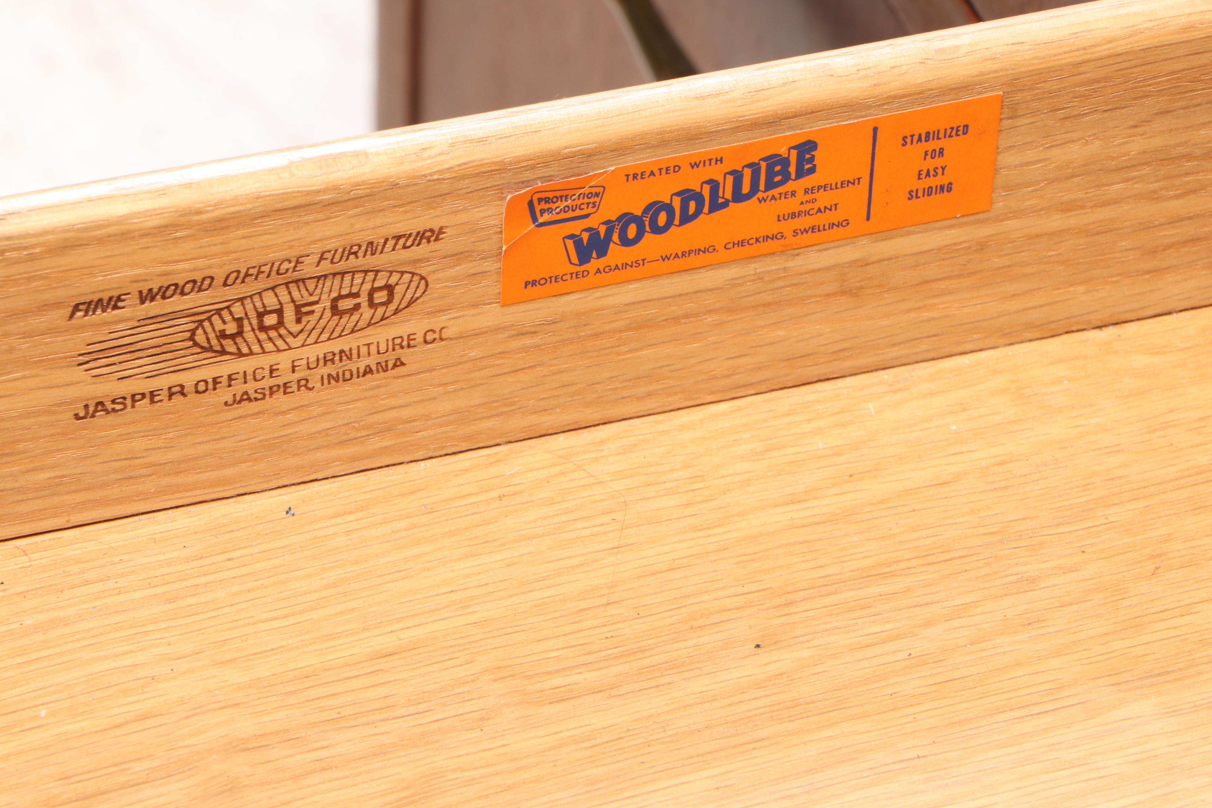 Jasper Office Furniture Co. Mid Century Modern Walnut and Laminate Top Desk