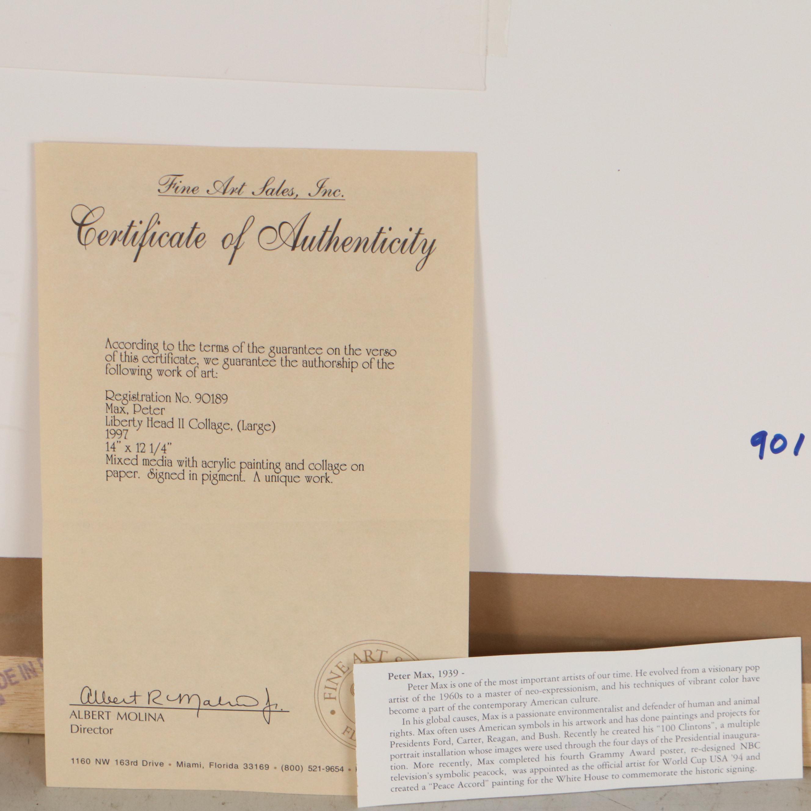 Peter Max Embellished Giclée of "Liberty Head Collage II"