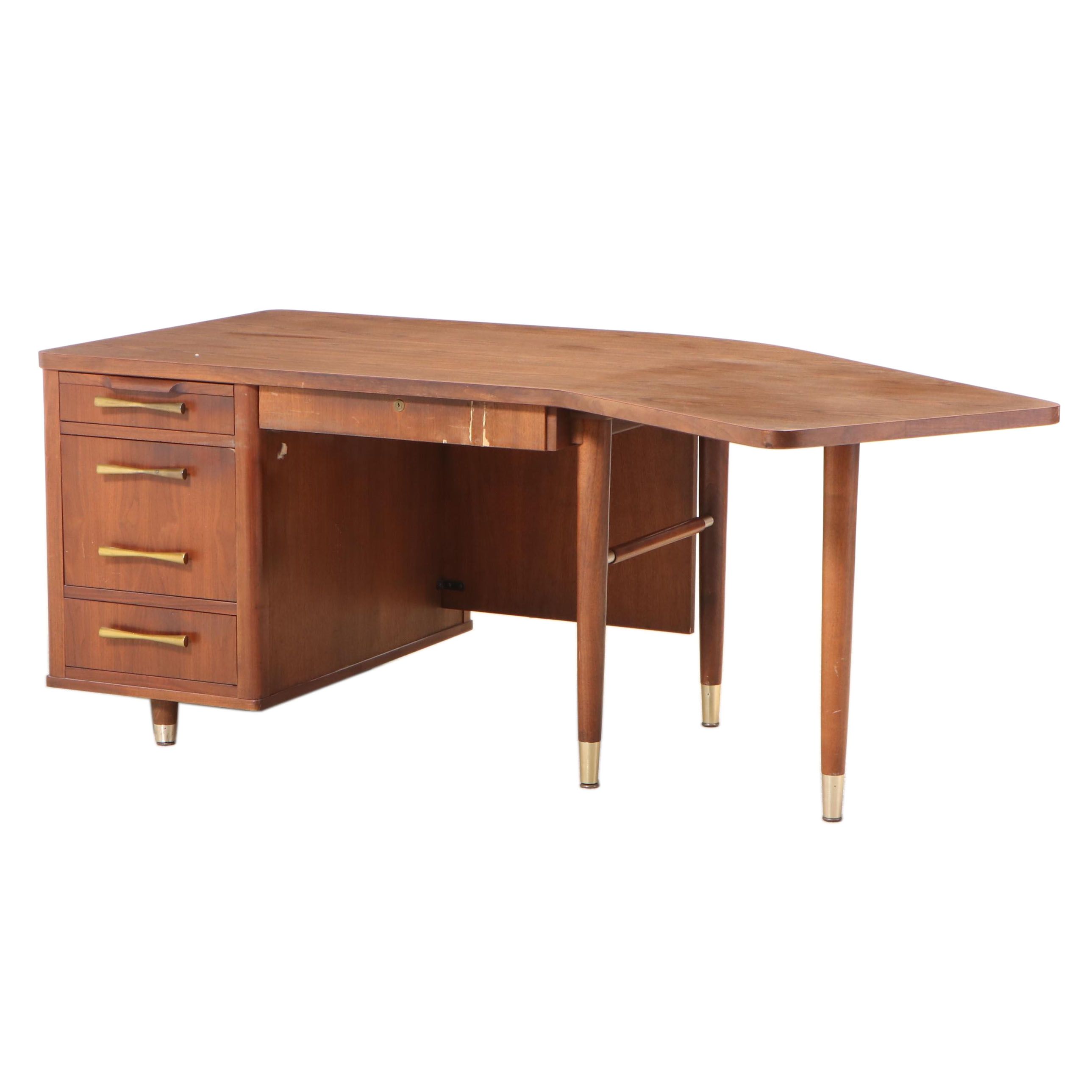 Jasper Office Furniture Co. Mid Century Modern Walnut and Laminate Top Desk