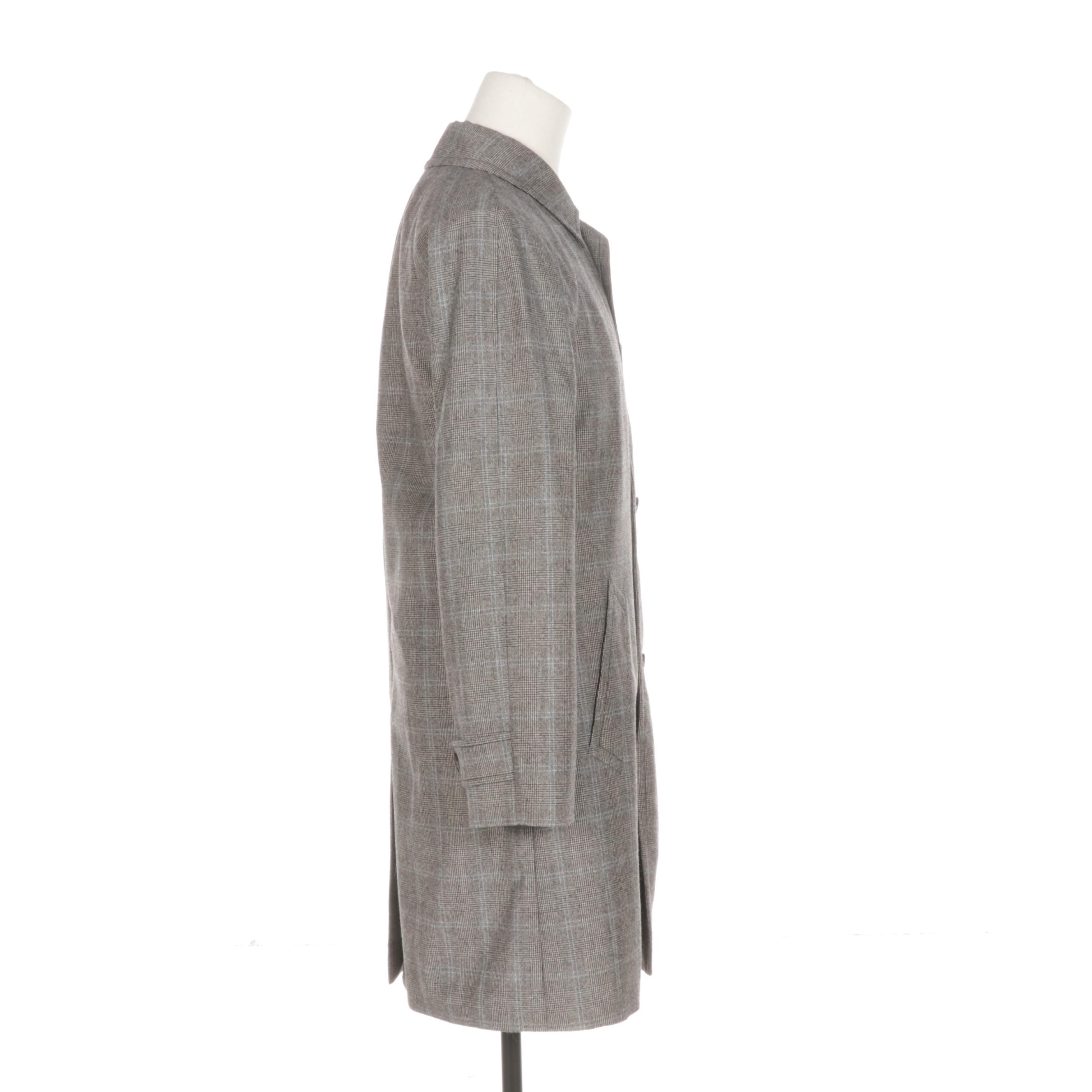 Men's Prada Plaid Wool Overcoat