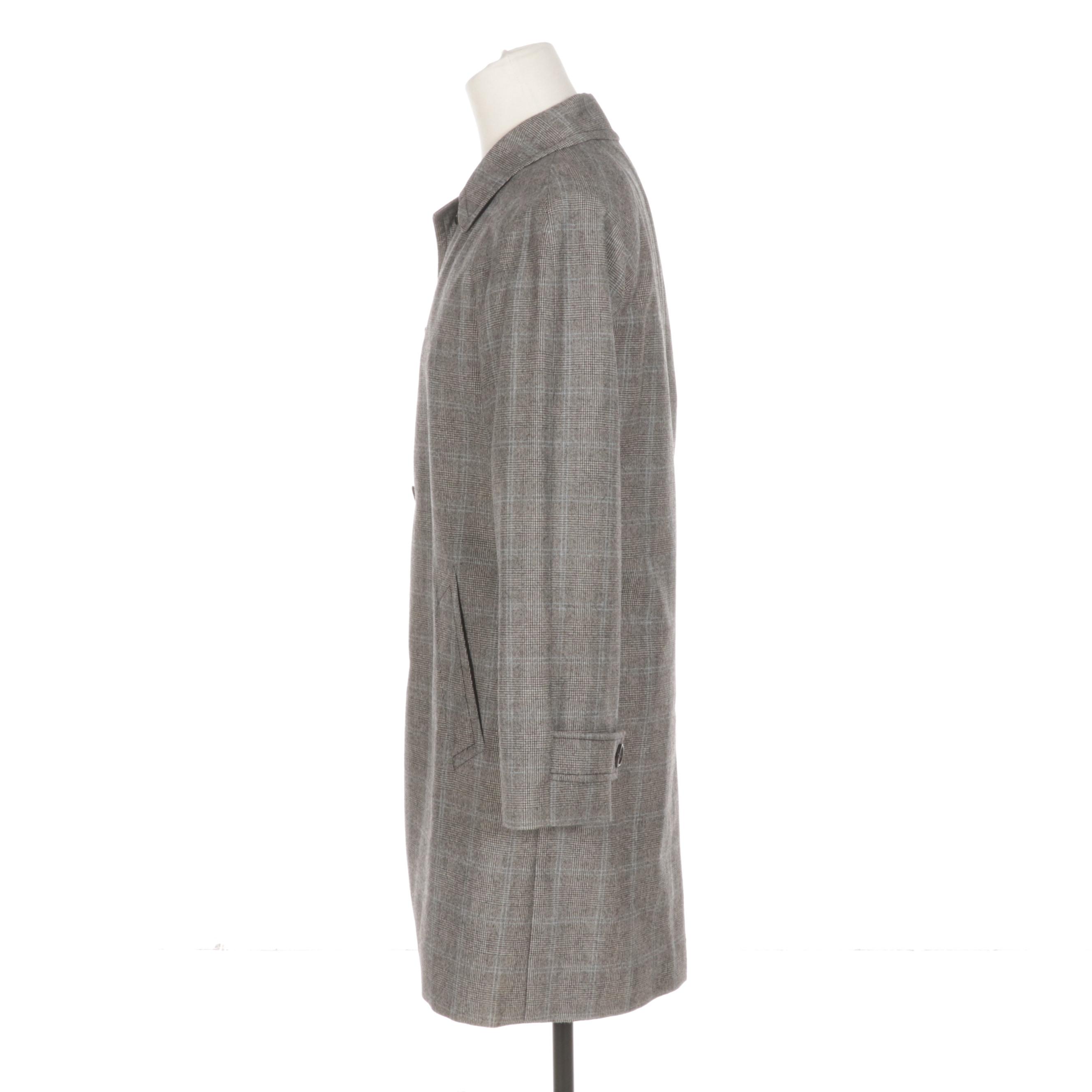 Men's Prada Plaid Wool Overcoat