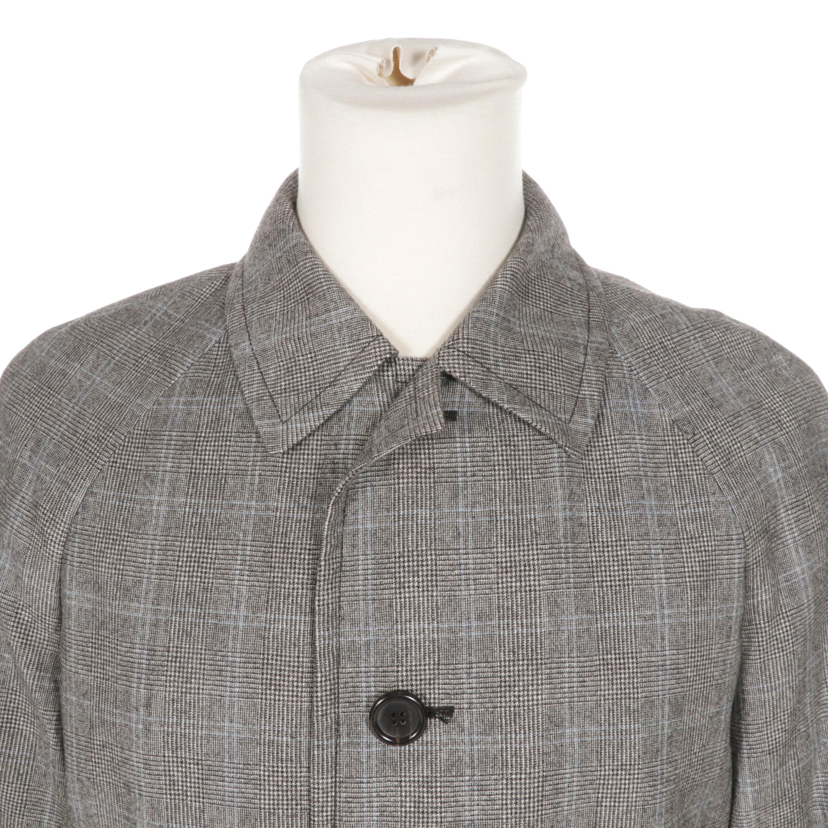 Men's Prada Plaid Wool Overcoat