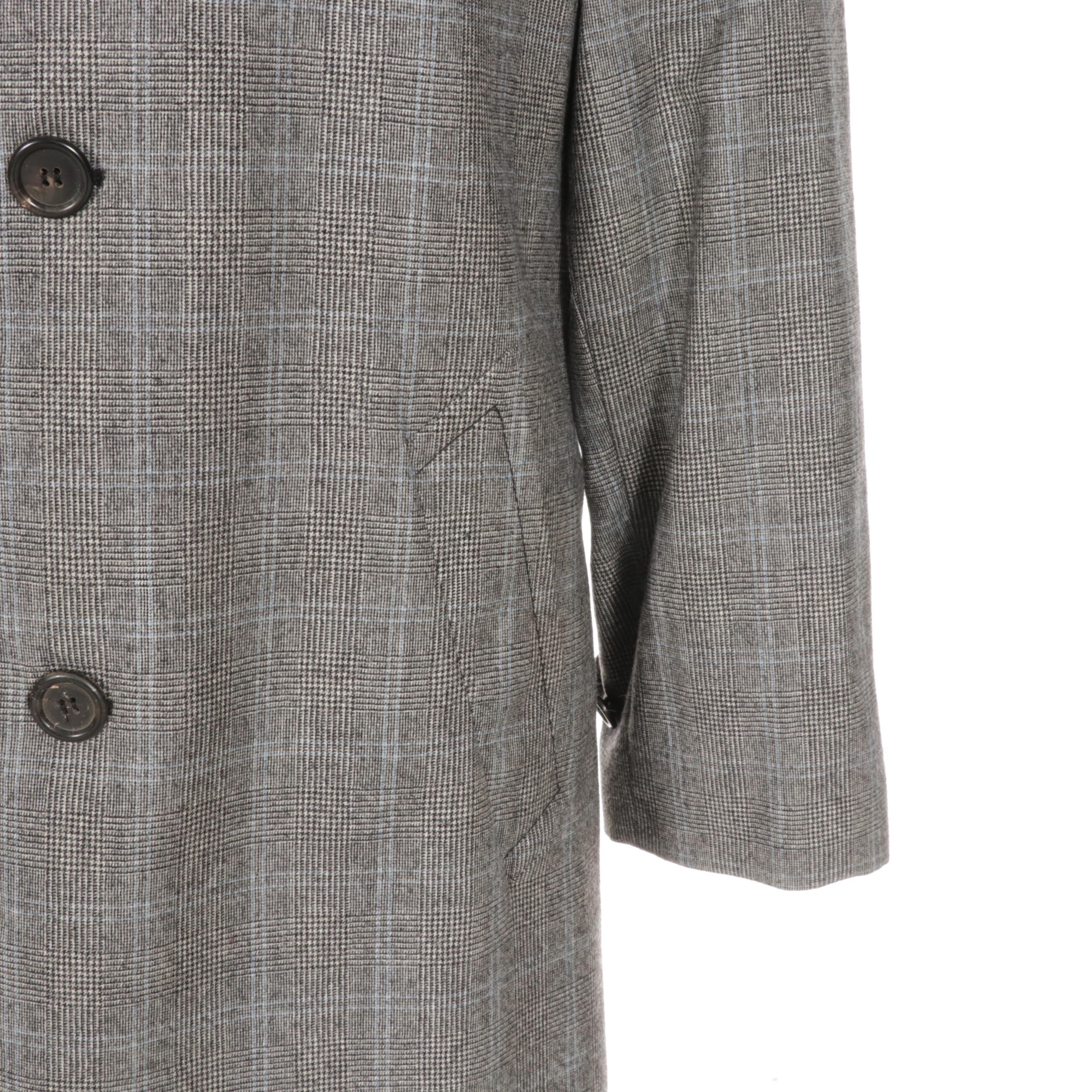Men's Prada Plaid Wool Overcoat
