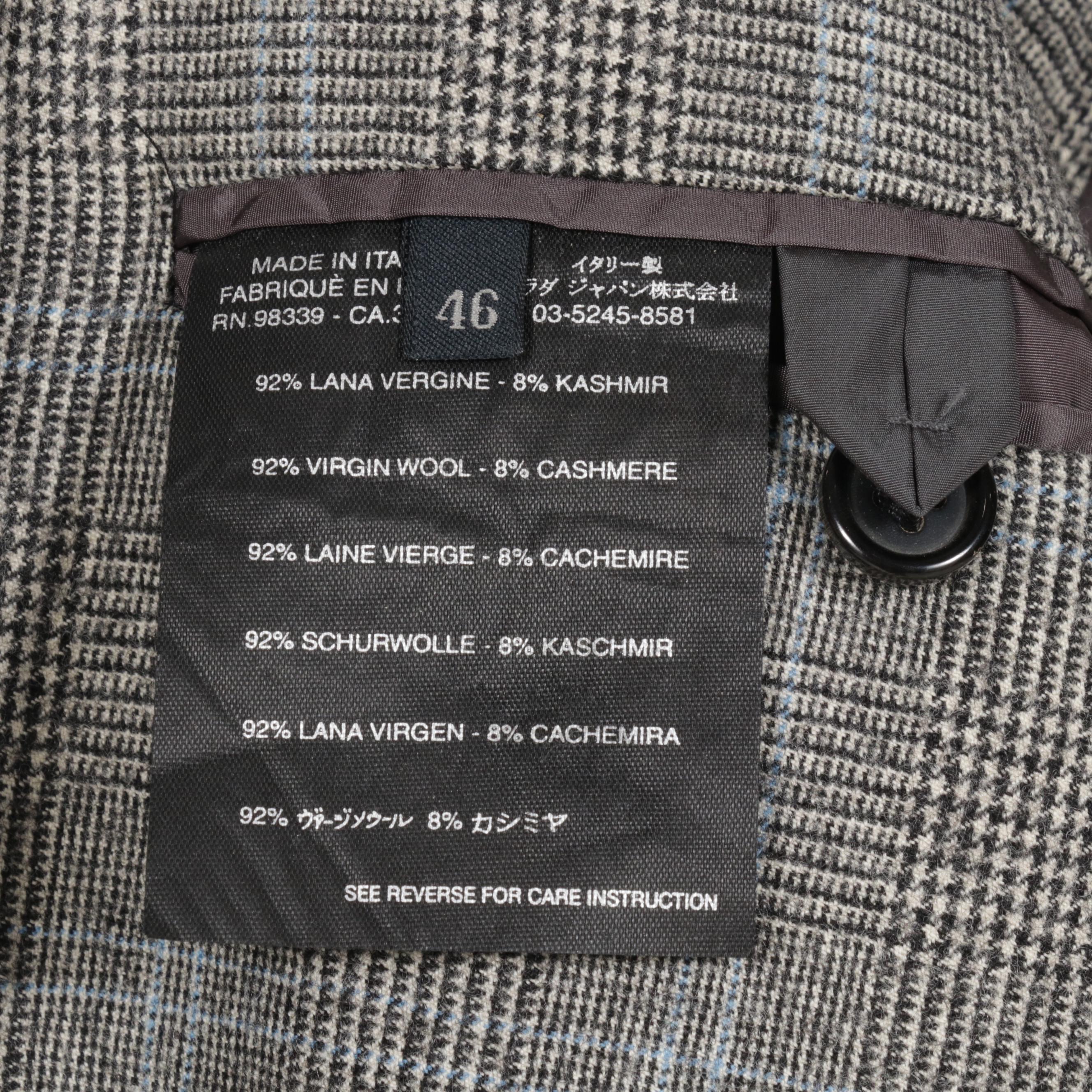 Men's Prada Plaid Wool Overcoat