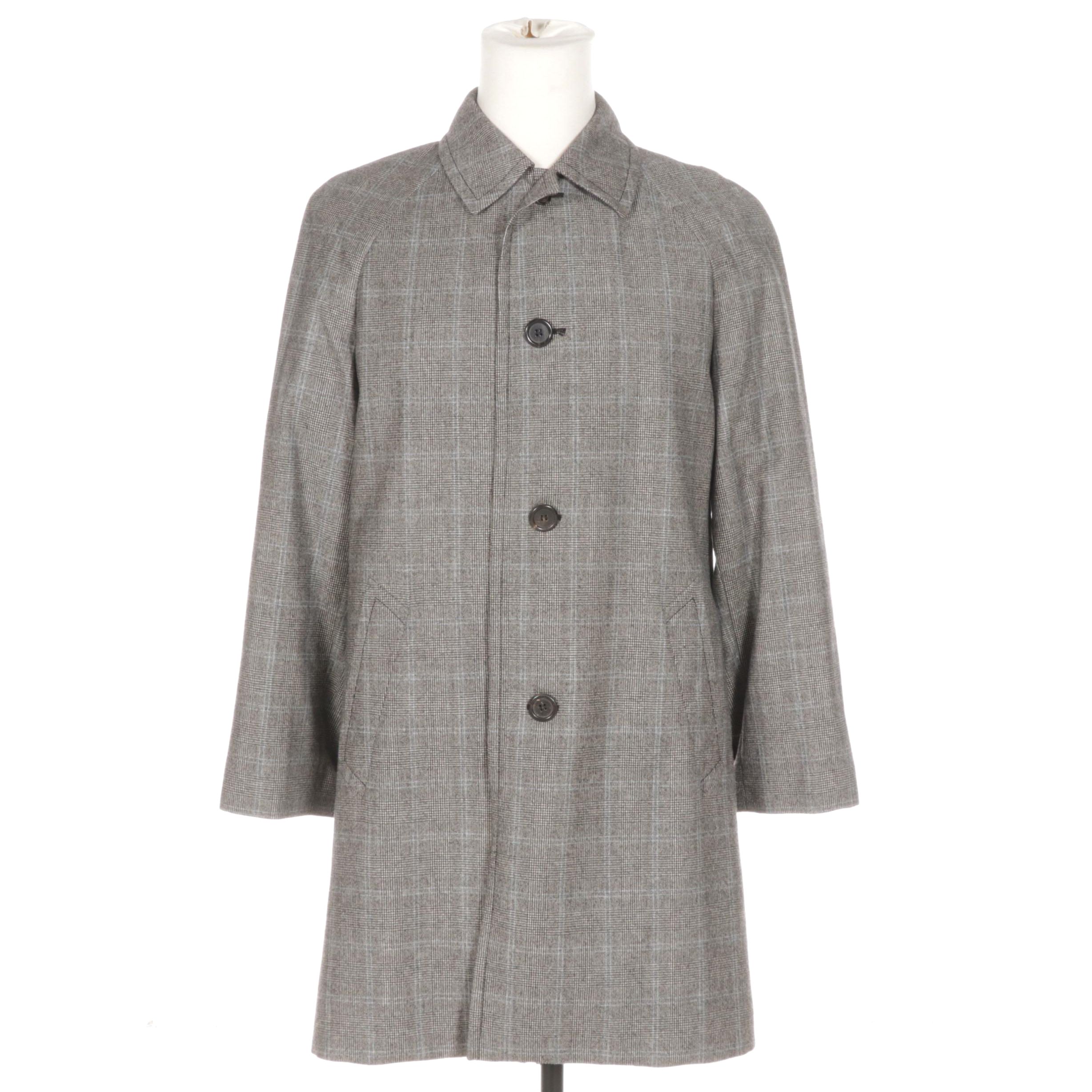 Men's Prada Plaid Wool Overcoat