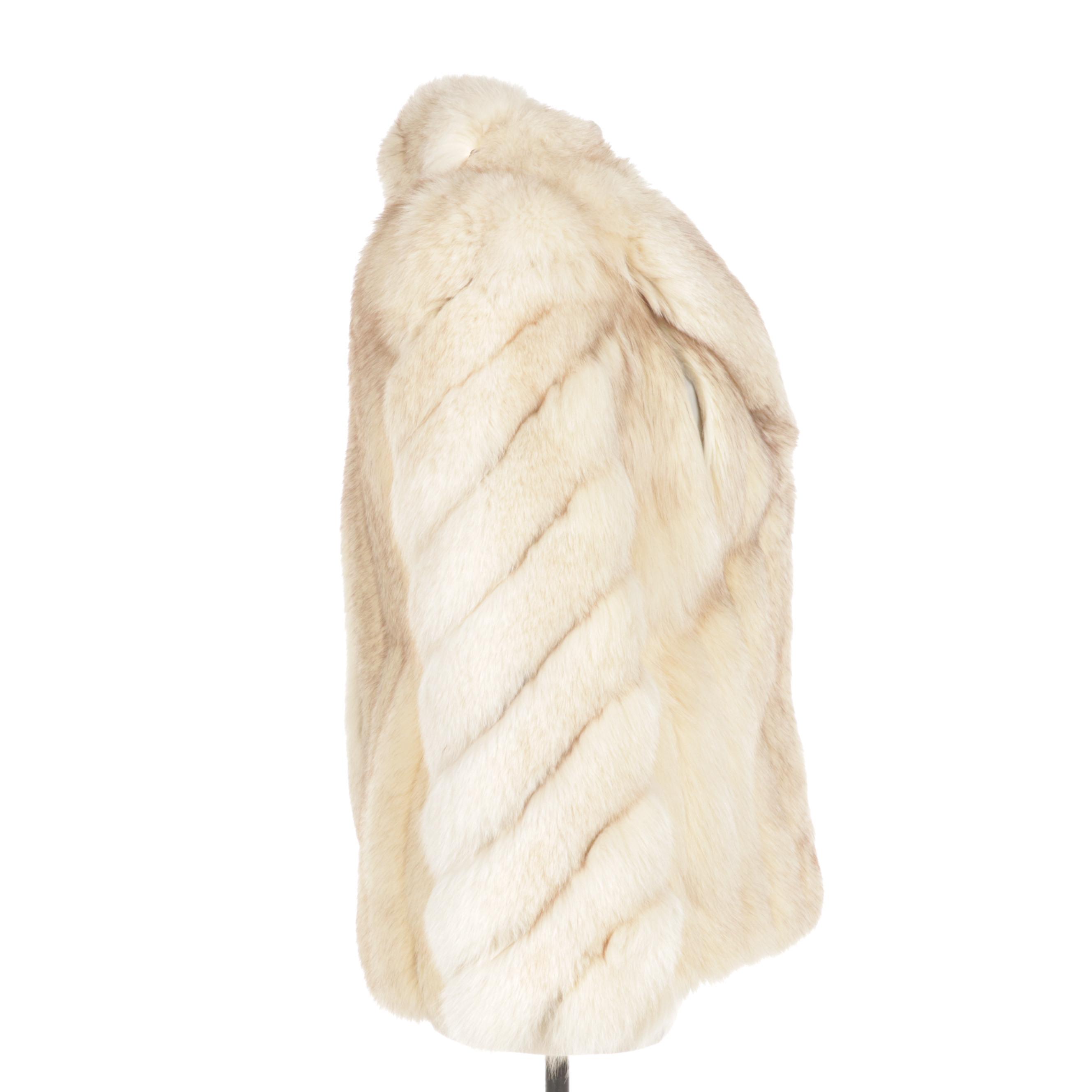 Saga Fox Blue Fox Fur Jacket with Shawl Collar