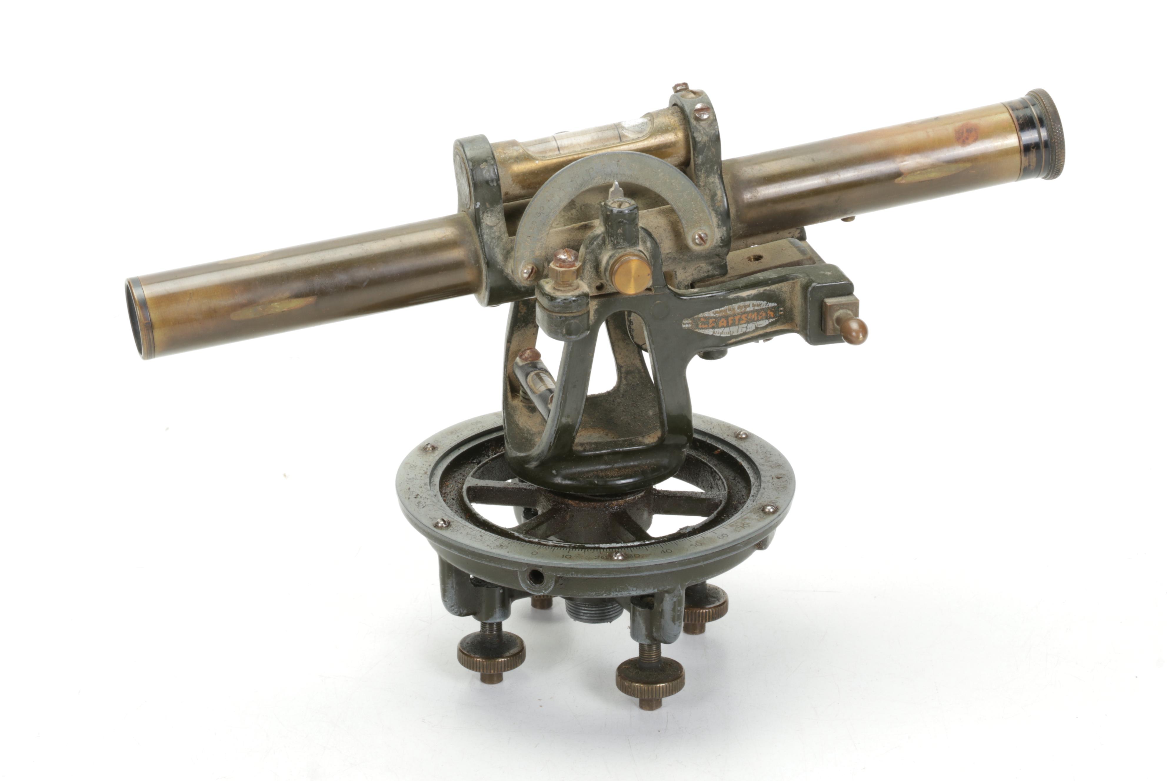 Sears Craftsman Surveyor Transit Compass with Case, Early to Mid-20th C