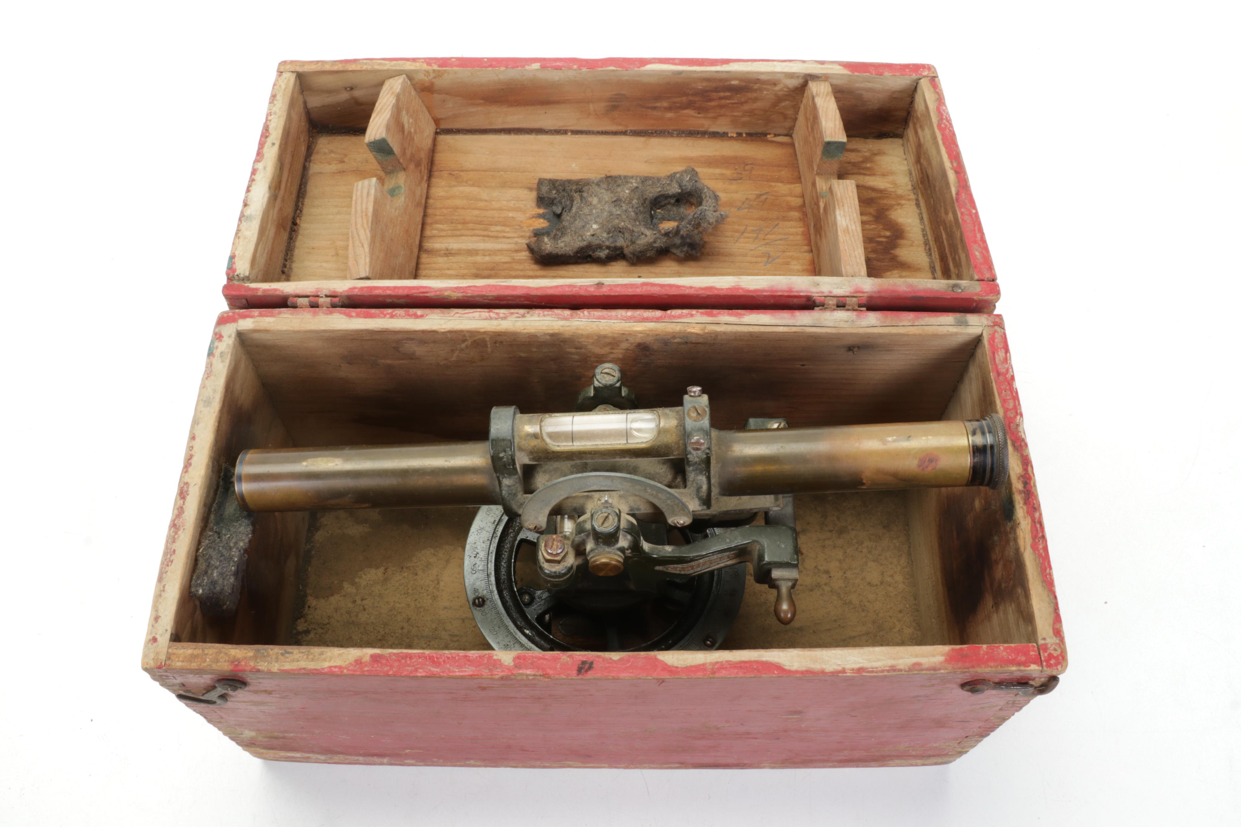 Sears Craftsman Surveyor Transit Compass with Case, Early to Mid-20th C