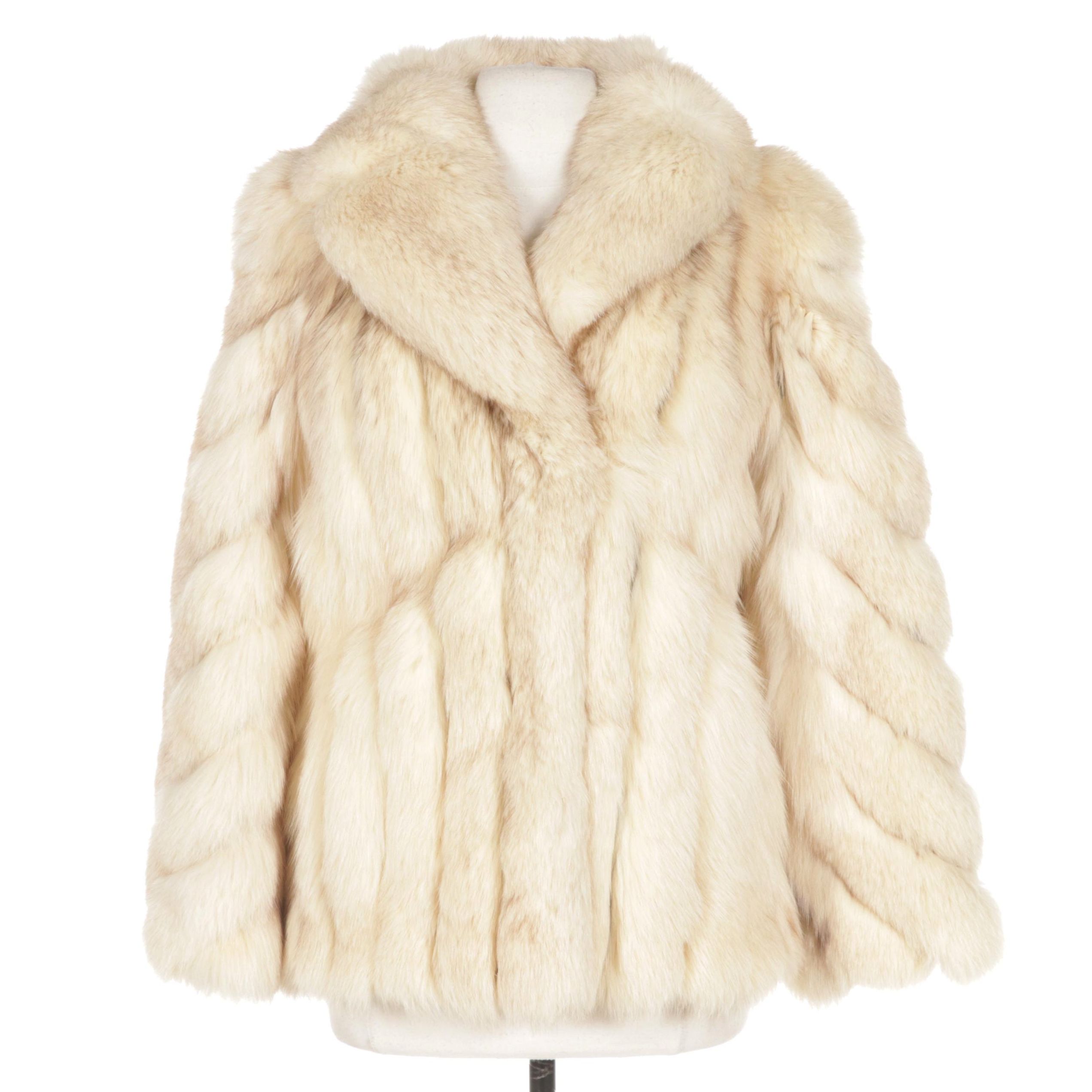 Saga Fox Blue Fox Fur Jacket with Shawl Collar